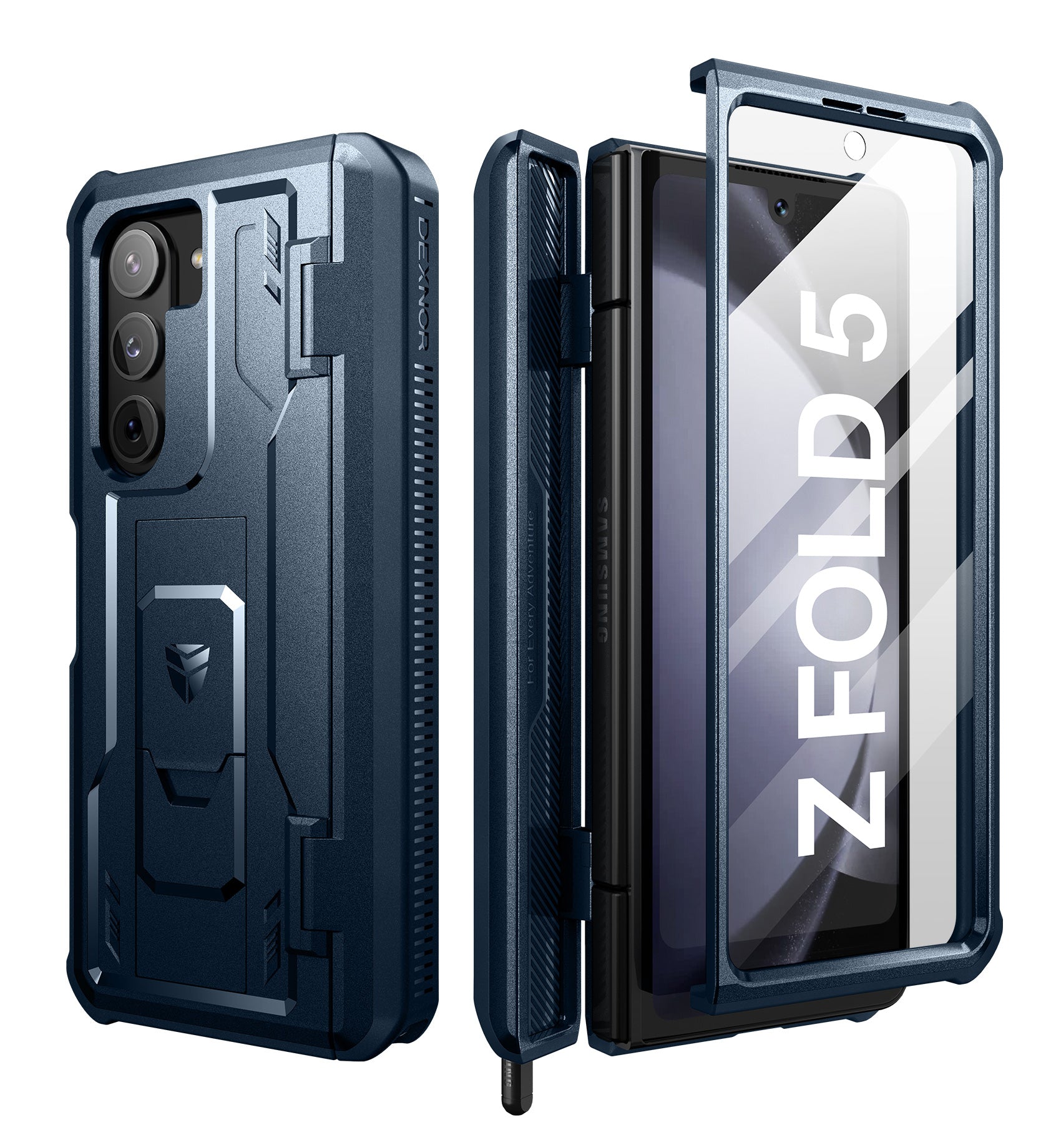 Dexnor Case for Samsung Galaxy Z Fold 5 With Hinge Coverage Screen Protector Full Body Bumper Kickstand Heavy-duty Shockproof Rugged Cover.