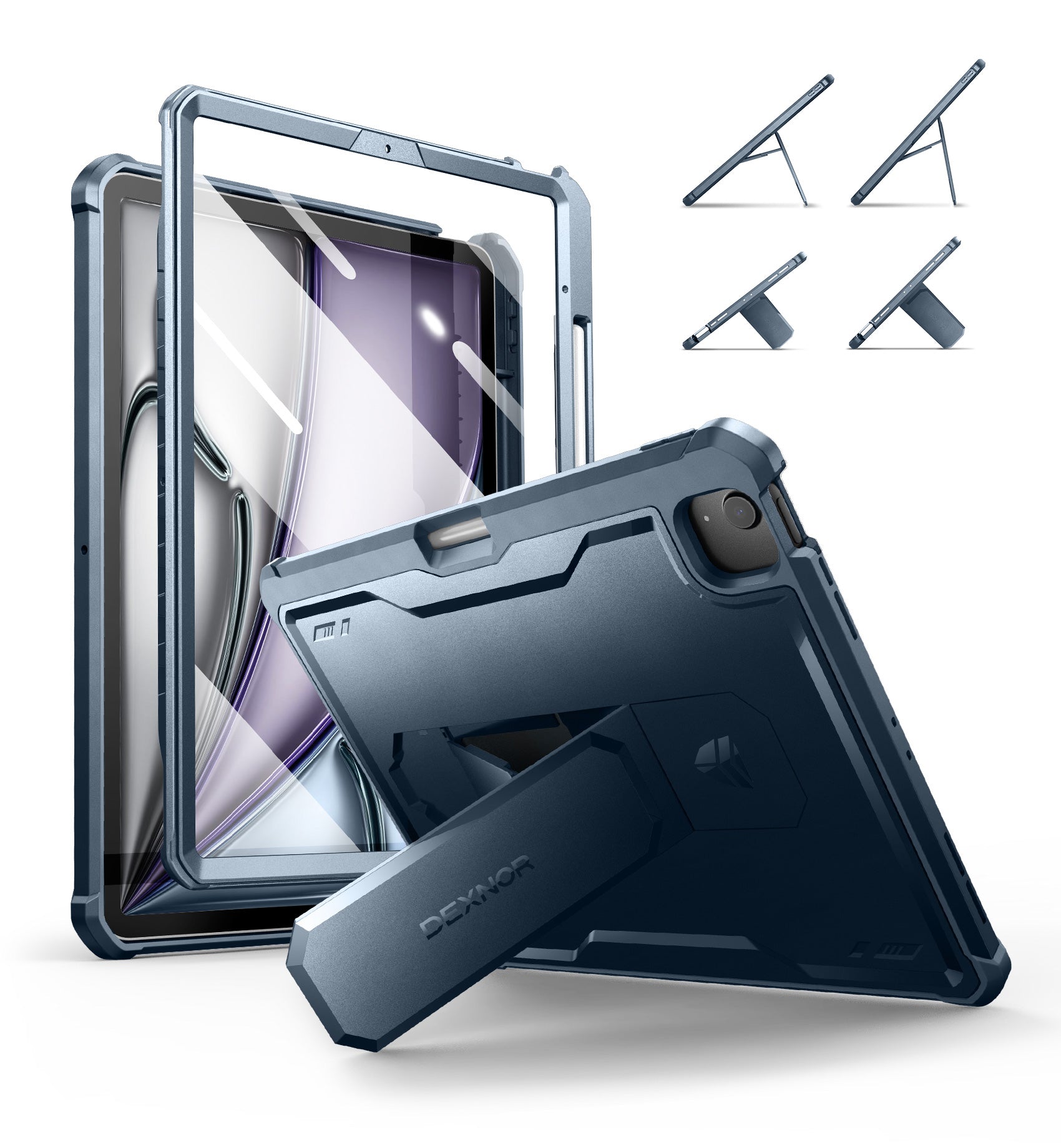 Dexnor Tablet Case for Air 13 Inch Case 2024 (M2) With Screen Protector Full Body Bumper Kickstand Heavy-duty Shockproof Rugged Pen Holder Cover