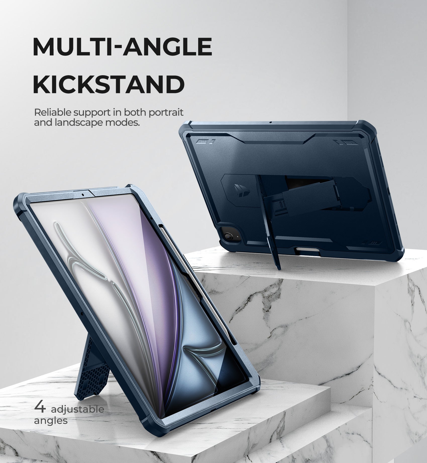 Dexnor Tablet Case for Air 13 Inch Case 2024 (M2) With Screen Protector Full Body Bumper Kickstand Heavy-duty Shockproof Rugged Pen Holder Cover