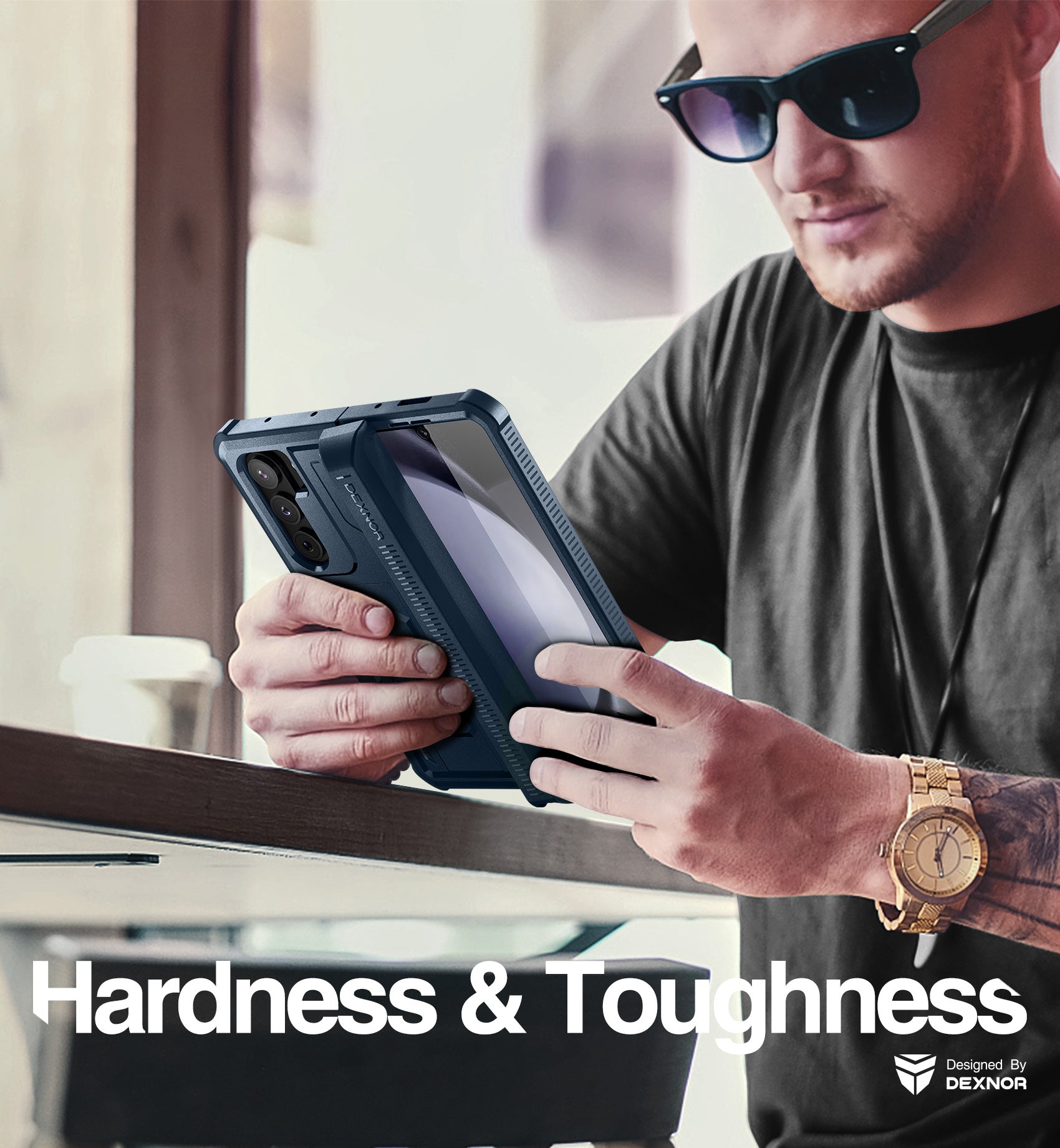 Dexnor Case for Samsung Galaxy Z Fold 5 With Hinge Coverage Screen Protector Full Body Bumper Kickstand Heavy-duty Shockproof Rugged Cover.