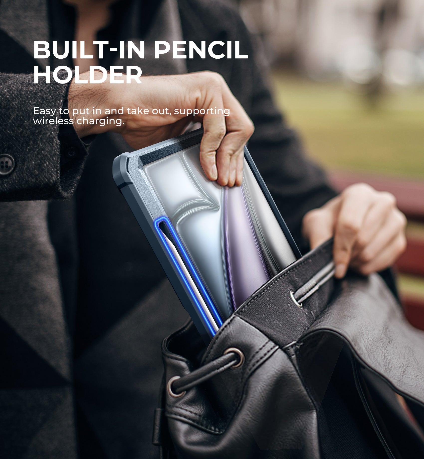 Dexnor Tablet Case for Air 13 Inch Case 2024 (M2) With Screen Protector Full Body Bumper Kickstand Heavy-duty Shockproof Rugged Pen Holder Cover