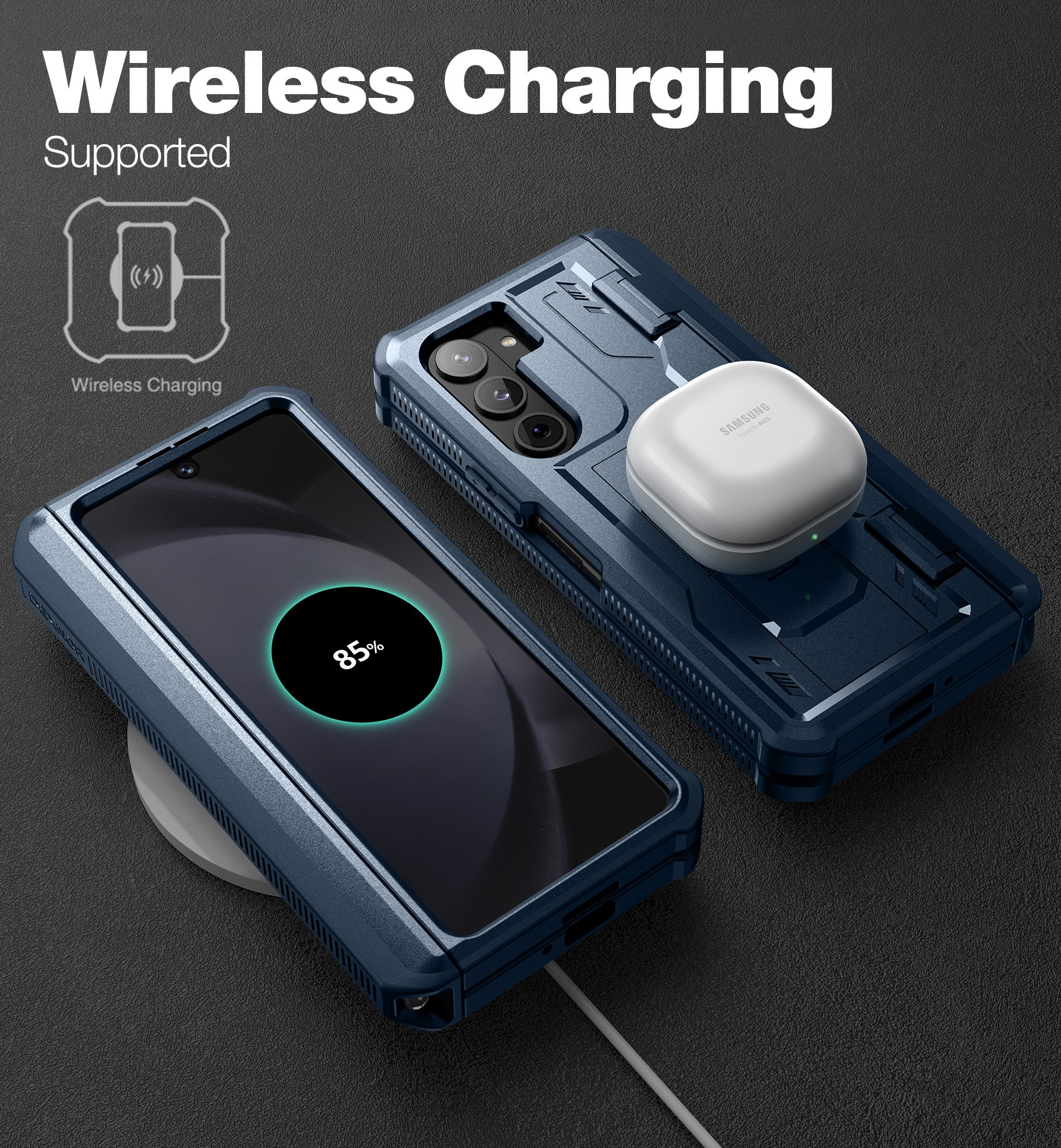 Dexnor Case for Samsung Galaxy Z Fold 5 With Hinge Coverage Screen Protector Full Body Bumper Kickstand Heavy-duty Shockproof Rugged Cover.