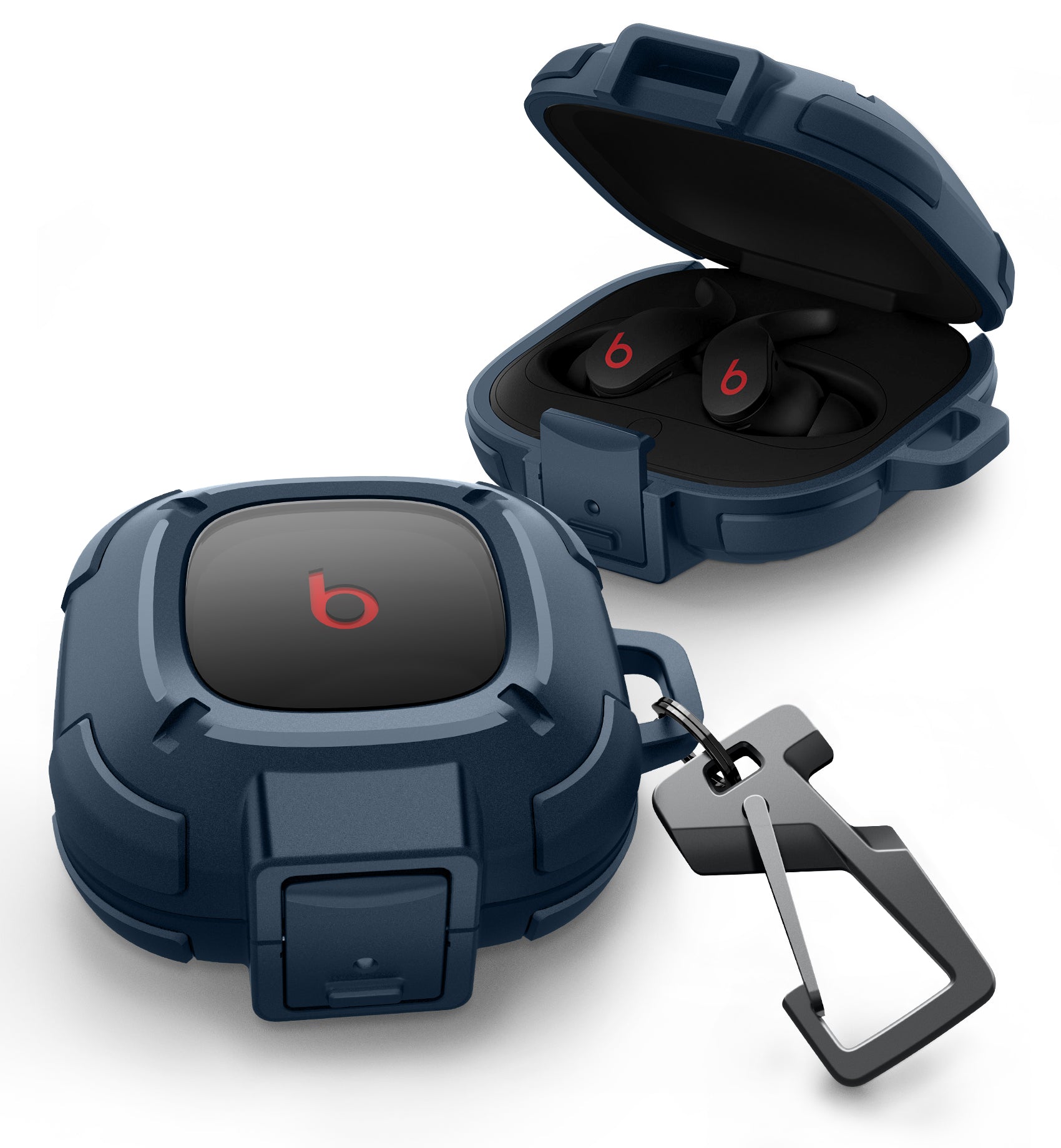 Dexnor Earphone Case for Beats Fit Pro 2021 with Secure Lock and Carabiner Full Body Bumper Shockproof Rugged Cover