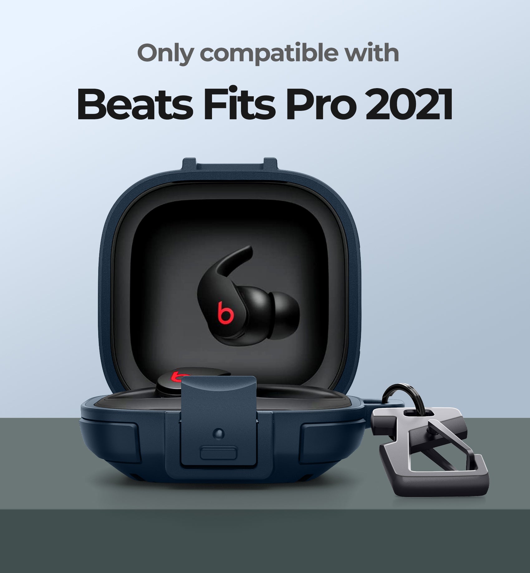 Dexnor Earphone Case for Beats Fit Pro 2021 with Secure Lock and Carabiner Full Body Bumper Shockproof Rugged Cover