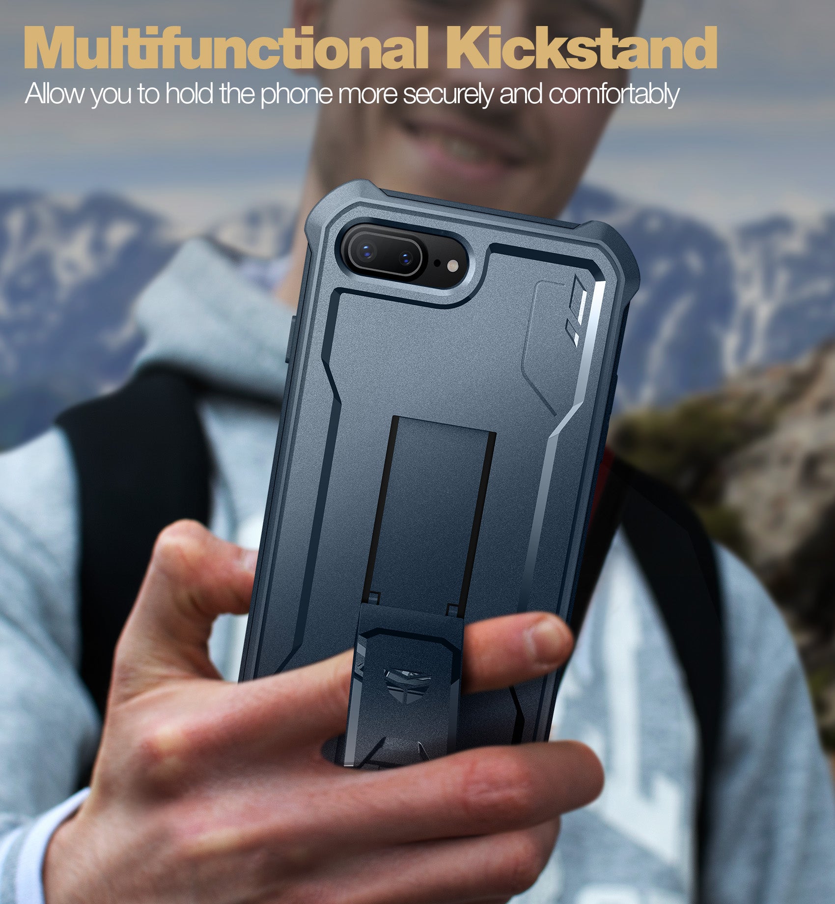 Dexnor Case for iPhone 8 Plus/7 Plus With Screen Protector Full Body Bumper Kickstand Heavy-duty Shockproof Rugged Cover.