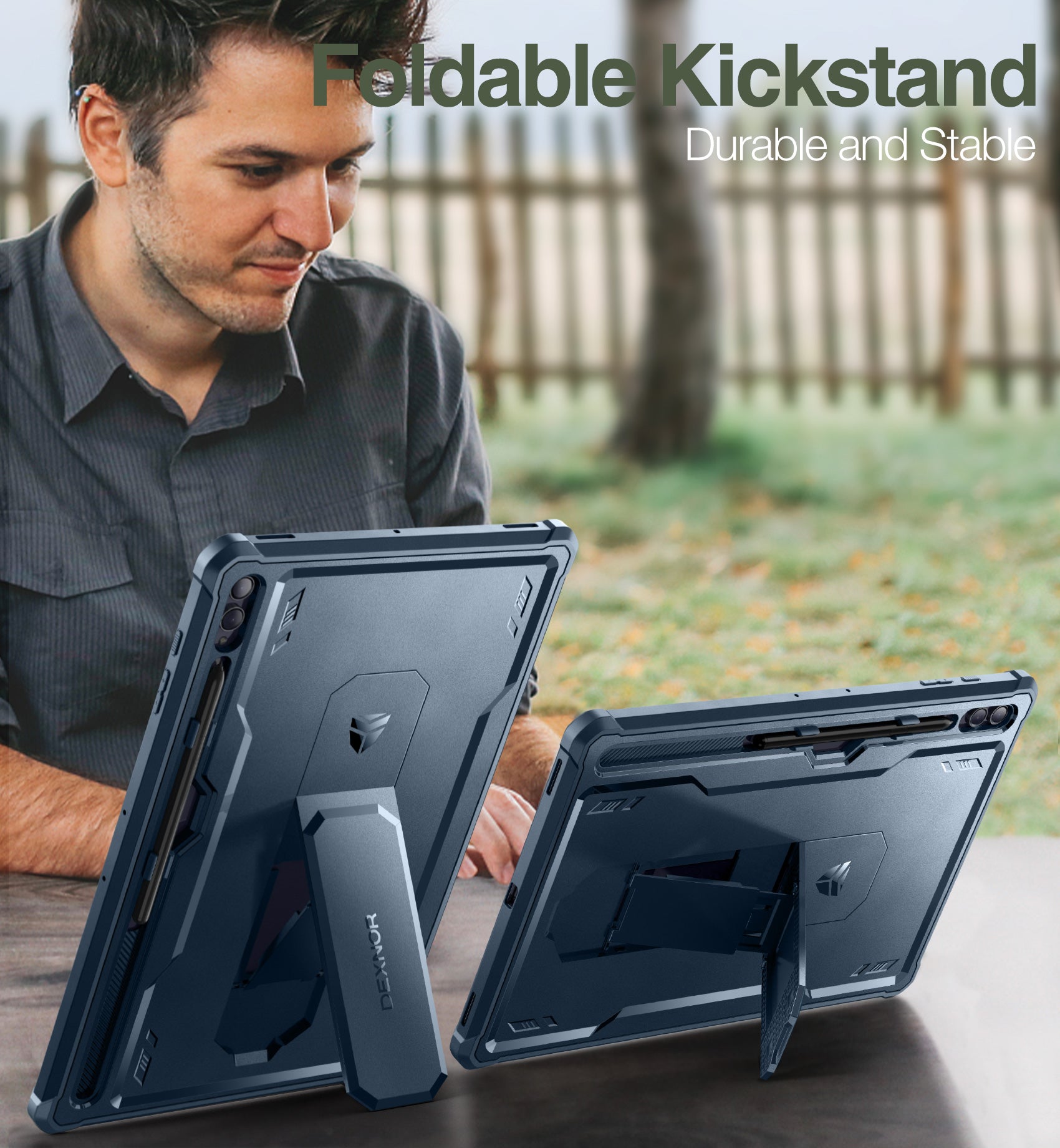 Dexnor Tablet Case for Samsung Galaxy Tab S8 Ultra With Screen Protector Full Body Bumper Kickstand Heavy-duty Shockproof Rugged Pen Holder Cover.