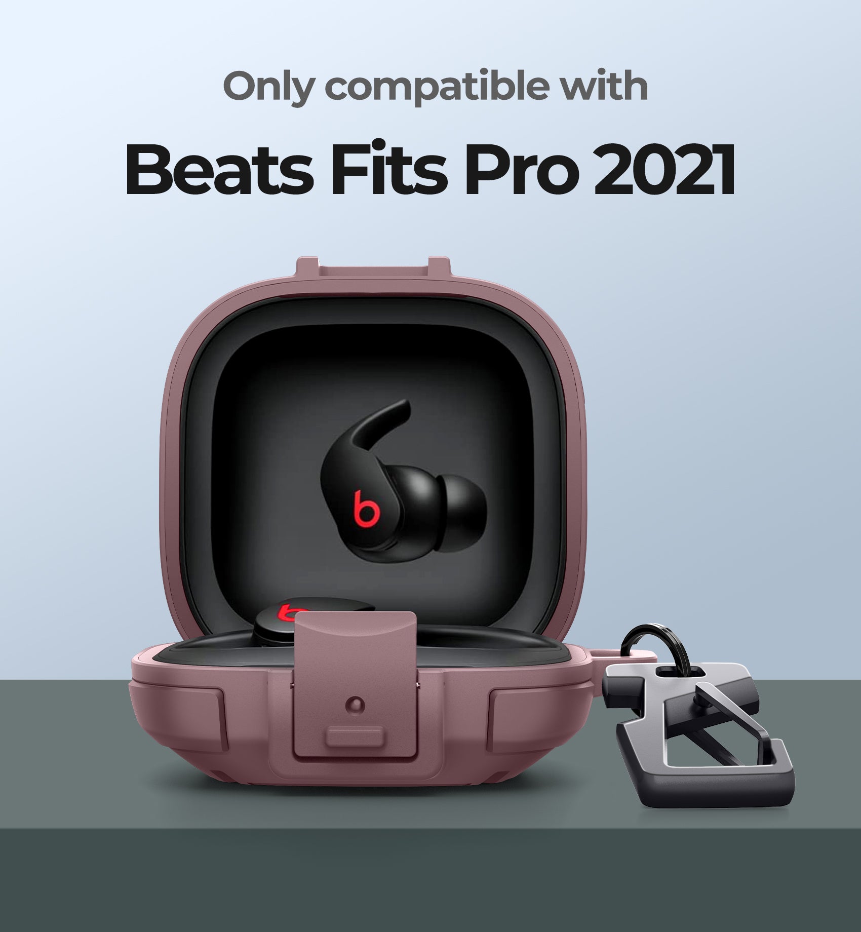 Dexnor Earphone Case for Beats Fit Pro 2021 with Secure Lock and Carabiner Full Body Bumper Shockproof Rugged Cover