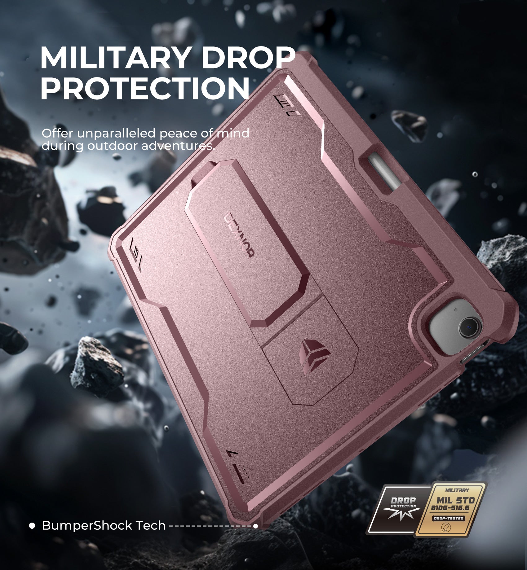 Dexnor Tablet Case for Air 13 Inch Case 2024 (M2) With Screen Protector Full Body Bumper Kickstand Heavy-duty Shockproof Rugged Pen Holder Cover