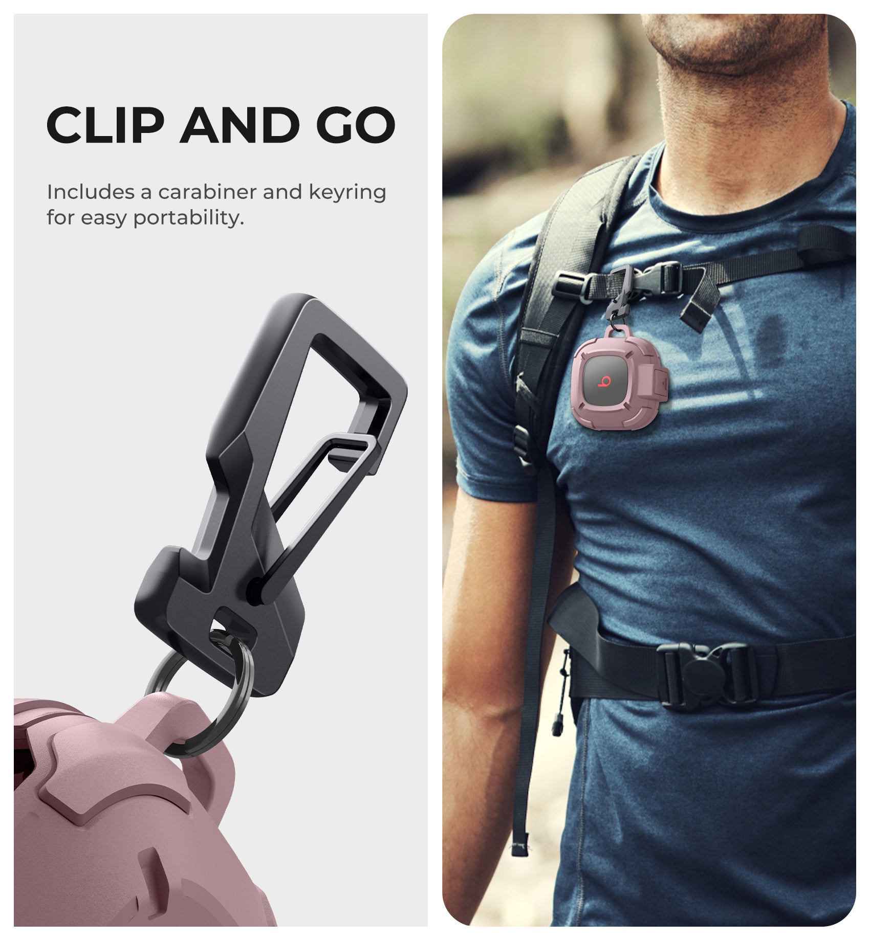 Dexnor Earphone Case for Beats Fit Pro 2021 with Secure Lock and Carabiner Full Body Bumper Shockproof Rugged Cover