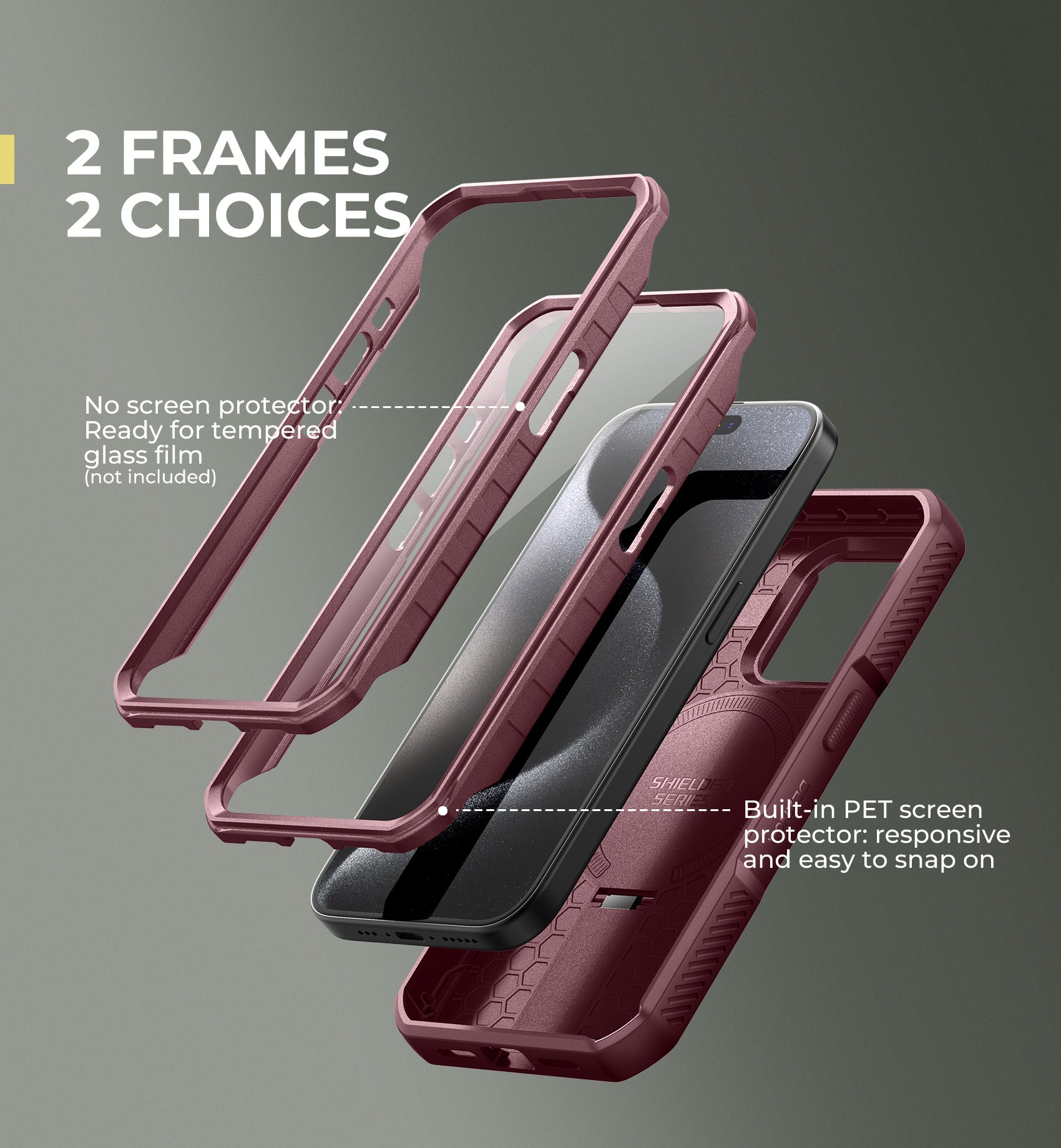 Dexnor Durable Case for iPhone 15 Pro with Built In Screen Protector and Slide Camera Cover 360 Magsafe Rugged Bumper Cover