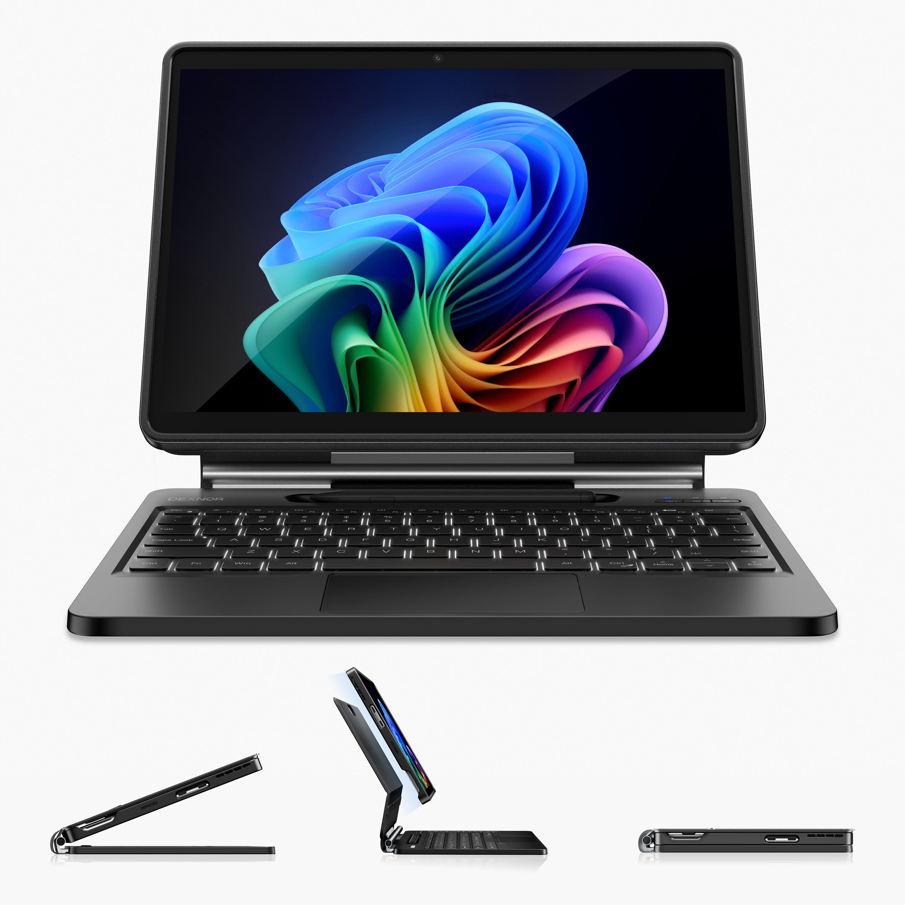 Dexnor Magic-Style Keyboard Case for Microsoft Surface Pro 11 with Detachable Magnetic Cover Floating Cantilever Stand Multi-Touch Trackpad Backlit Stylus Holder