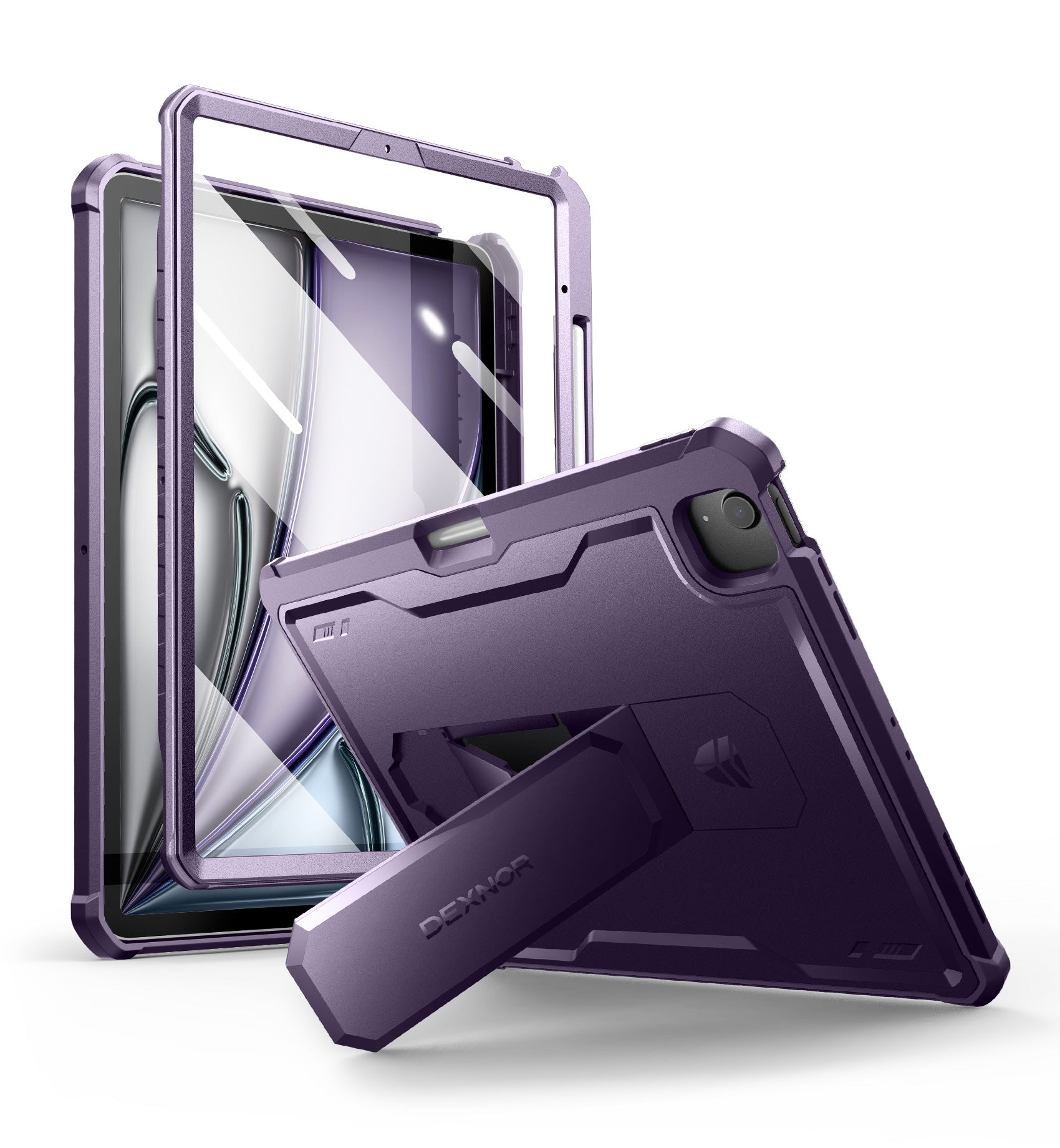 Dexnor Tablet Case for Air 13 Inch Case 2024 (M2) With Screen Protector Full Body Bumper Kickstand Heavy-duty Shockproof Rugged Pen Holder Cover