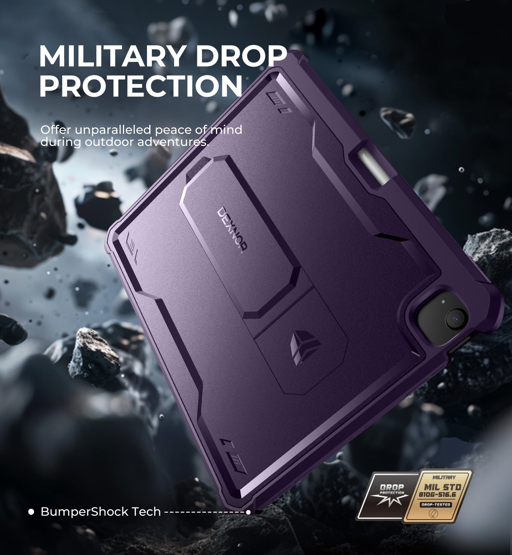 Dexnor Tablet Case for Air 13 Inch Case 2024 (M2) With Screen Protector Full Body Bumper Kickstand Heavy-duty Shockproof Rugged Pen Holder Cover