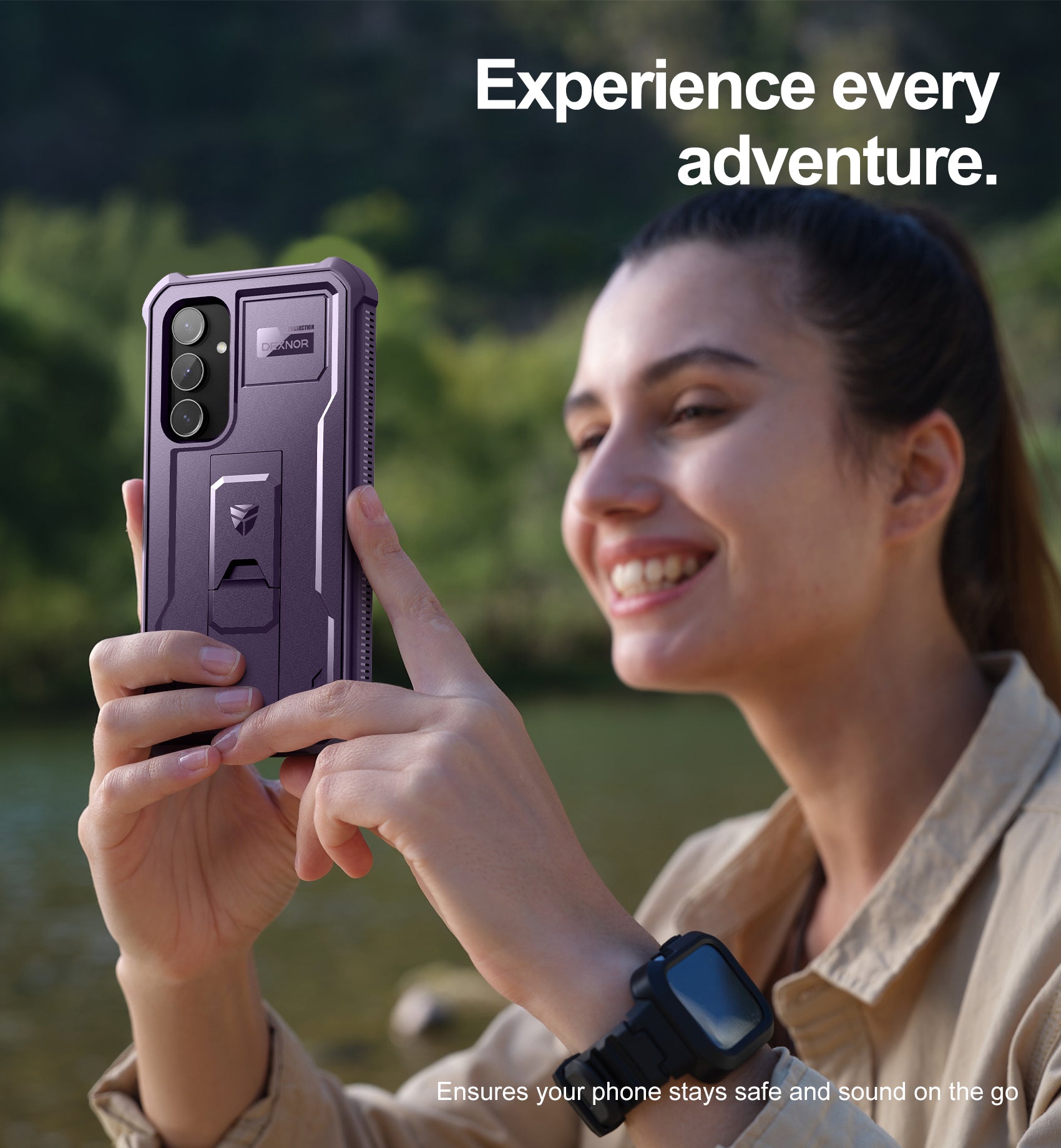 Dexnor Case for Samsung Galaxy S23 FE With Screen Protector Full Body Bumper Kickstand Heavy-duty Shockproof Rugged Cover.