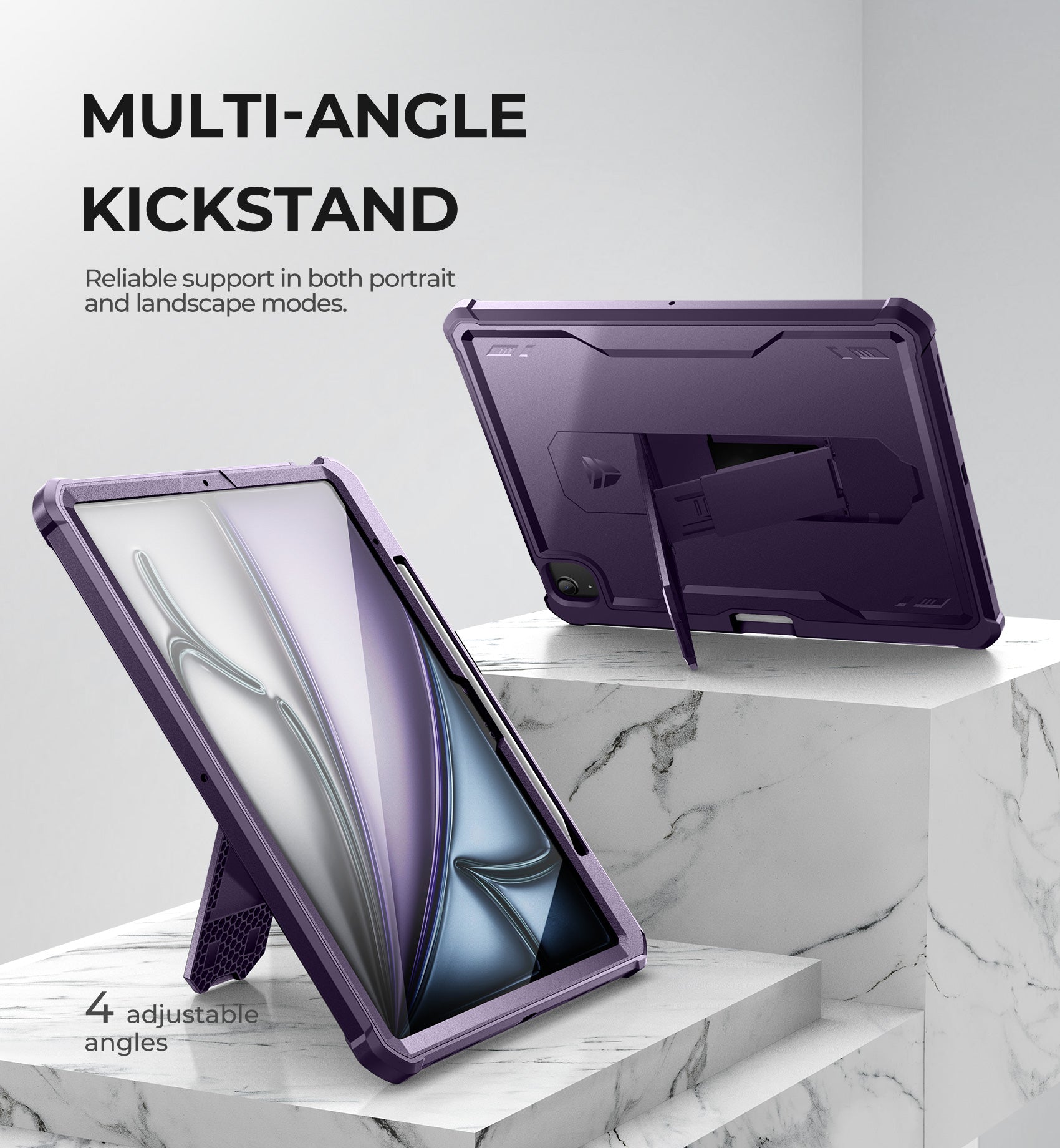 Dexnor Tablet Case for Air 13 Inch Case 2024 (M2) With Screen Protector Full Body Bumper Kickstand Heavy-duty Shockproof Rugged Pen Holder Cover