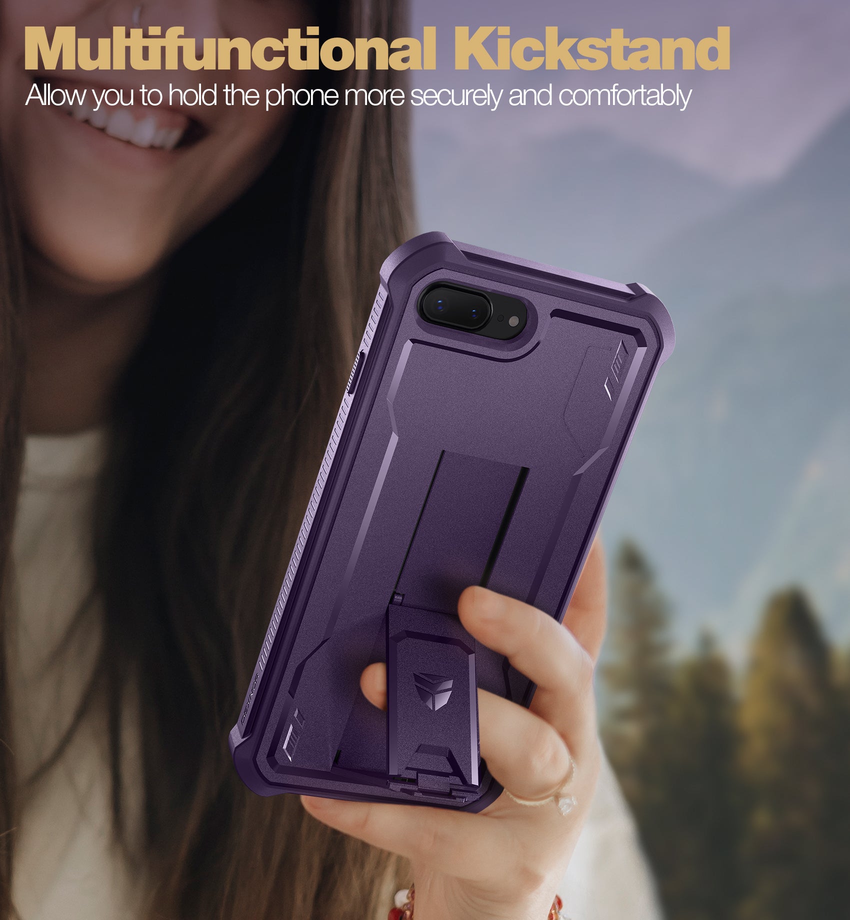 Dexnor Case for iPhone 8 Plus/7 Plus With Screen Protector Full Body Bumper Kickstand Heavy-duty Shockproof Rugged Cover.