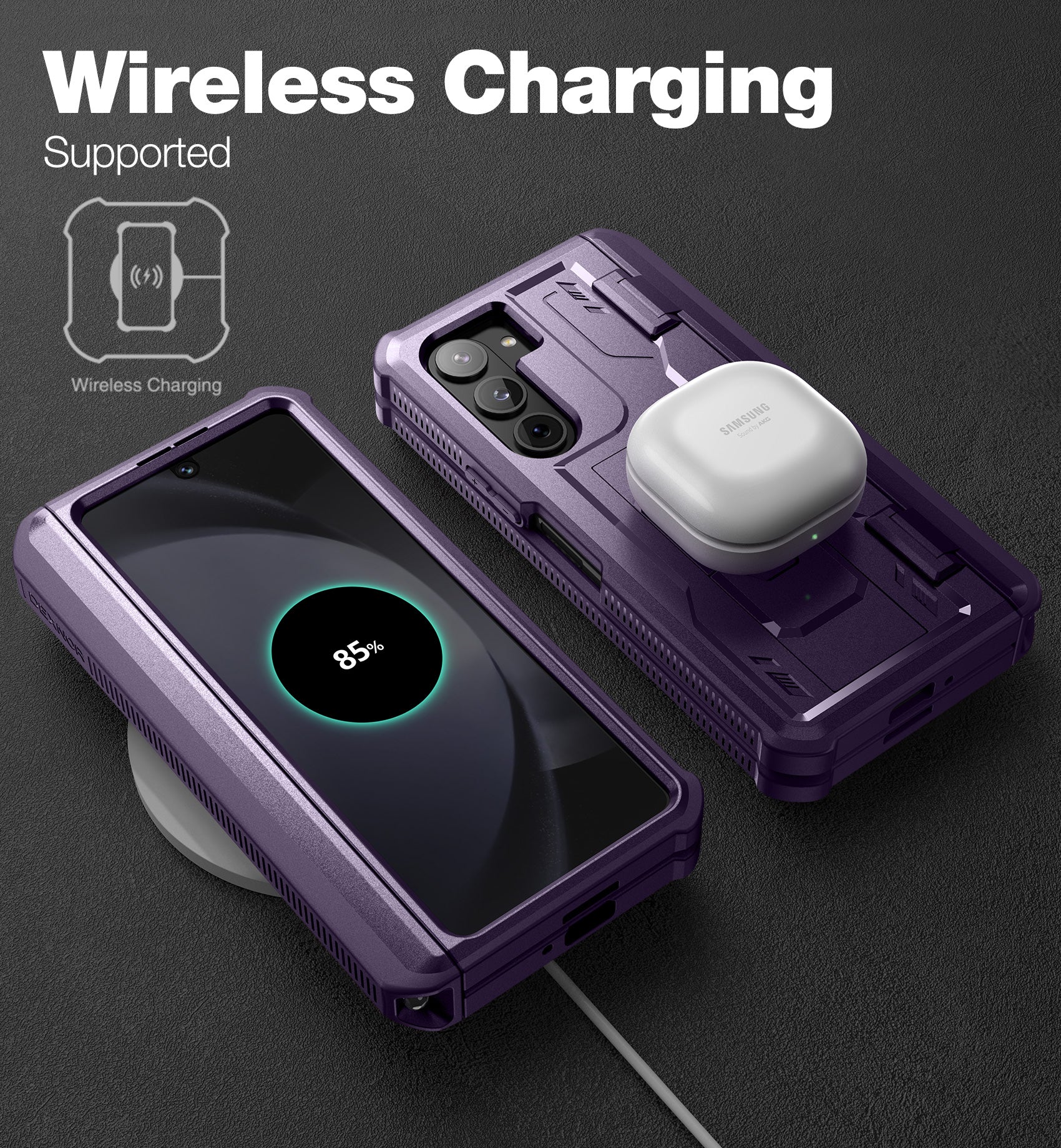 Dexnor Case for Samsung Galaxy Z Fold 5 With Hinge Coverage Screen Protector Full Body Bumper Kickstand Heavy-duty Shockproof Rugged Cover.