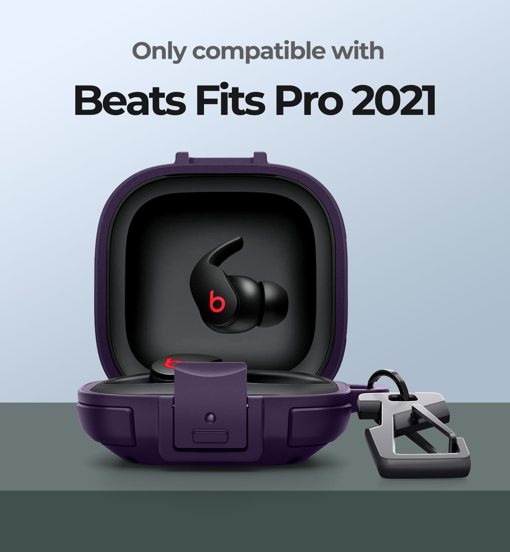 Dexnor Earphone Case for Beats Fit Pro 2021 with Secure Lock and Carabiner Full Body Bumper Shockproof Rugged Cover