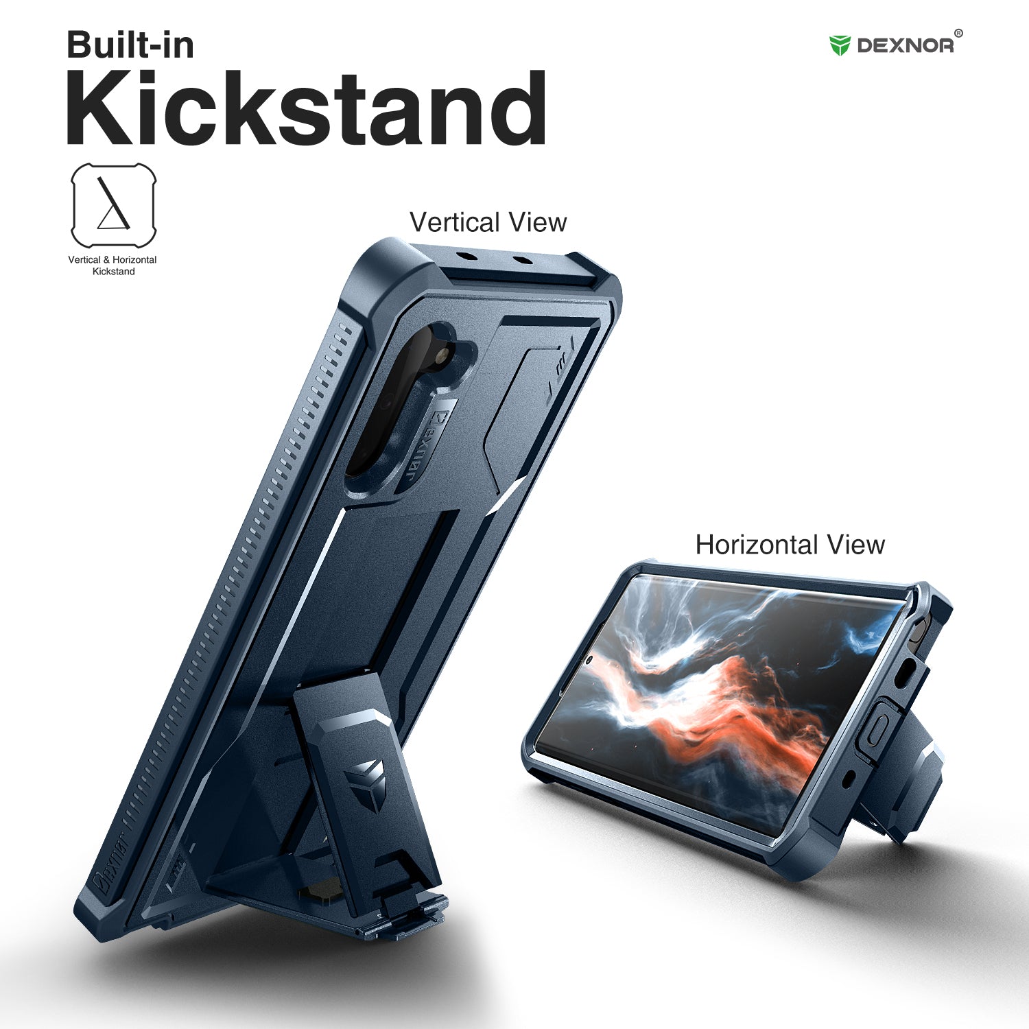 Dexnor Case for Samsung Galaxy Note 10 With Single Screen Protector Full Body Bumper Kickstand Heavy-duty Shockproof Rugged Cover.