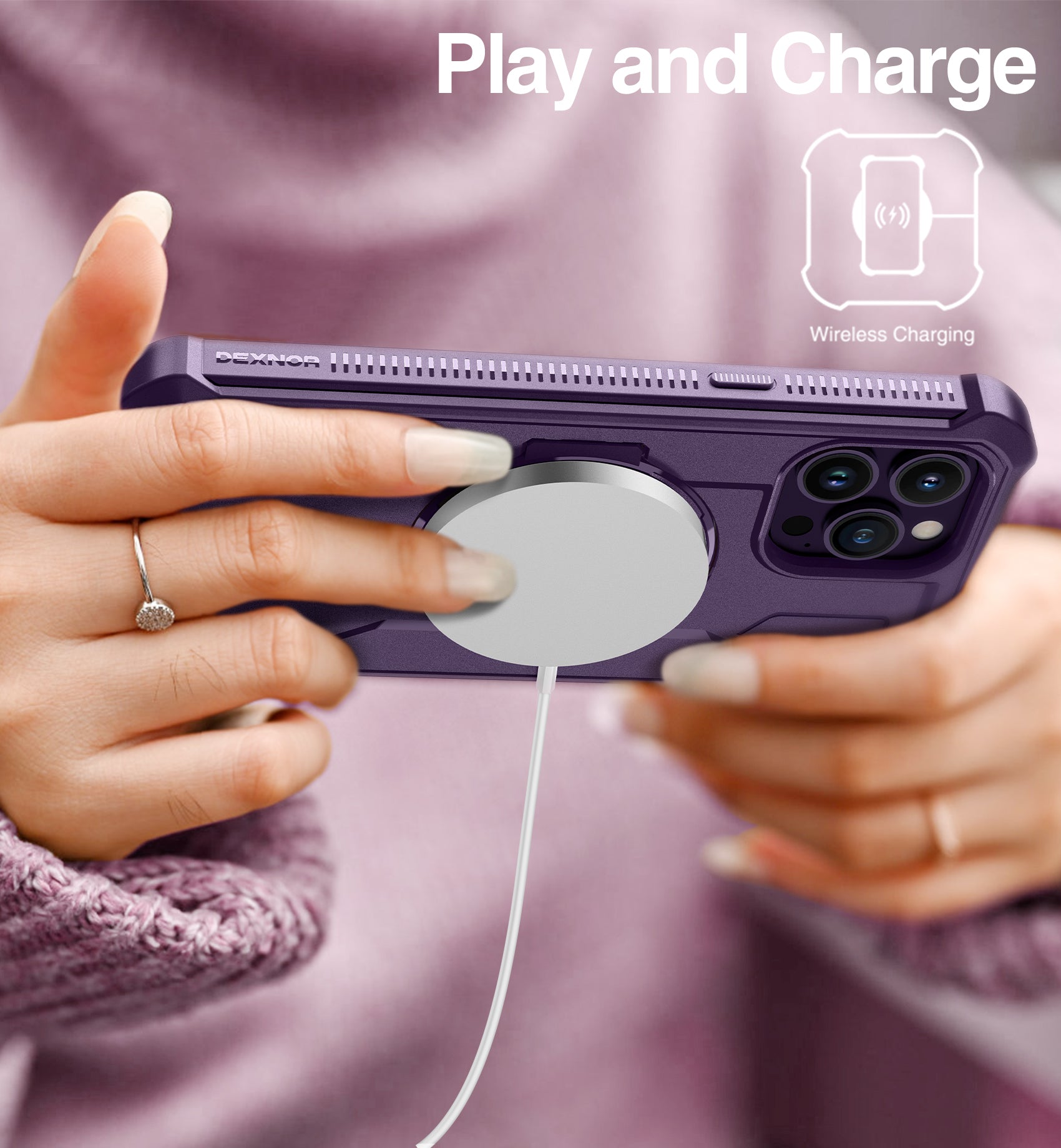 Dexnor for iphone 14 Pro Max Case Heavy-duty Shockproof Full Body Built-in Screen Protector Adjustable Kickstand