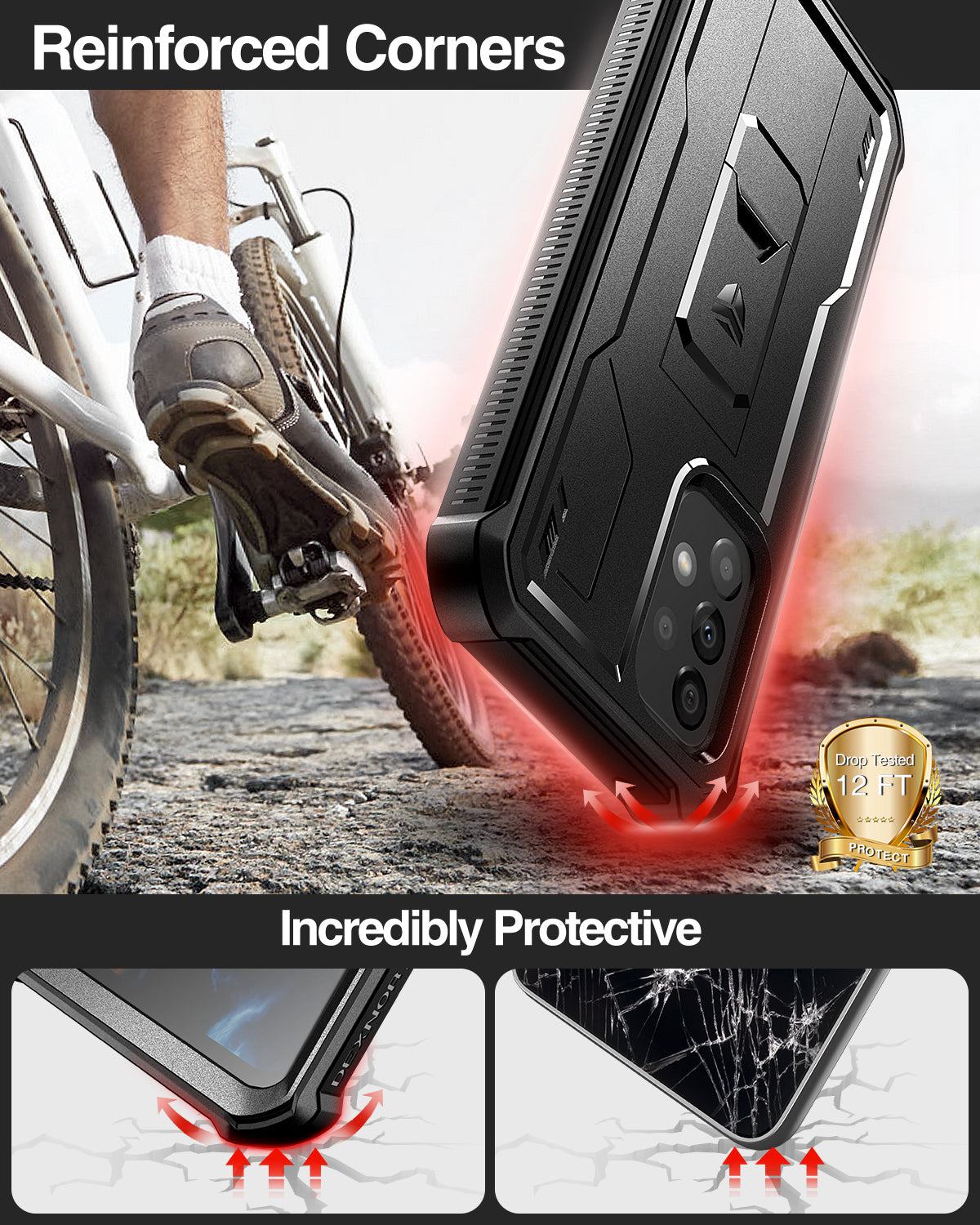 Dexnor Case for Samsung Galaxy A33 5G With Single Screen Protector Full Body Bumper Kickstand Heavy-duty Shockproof Rugged Cover.