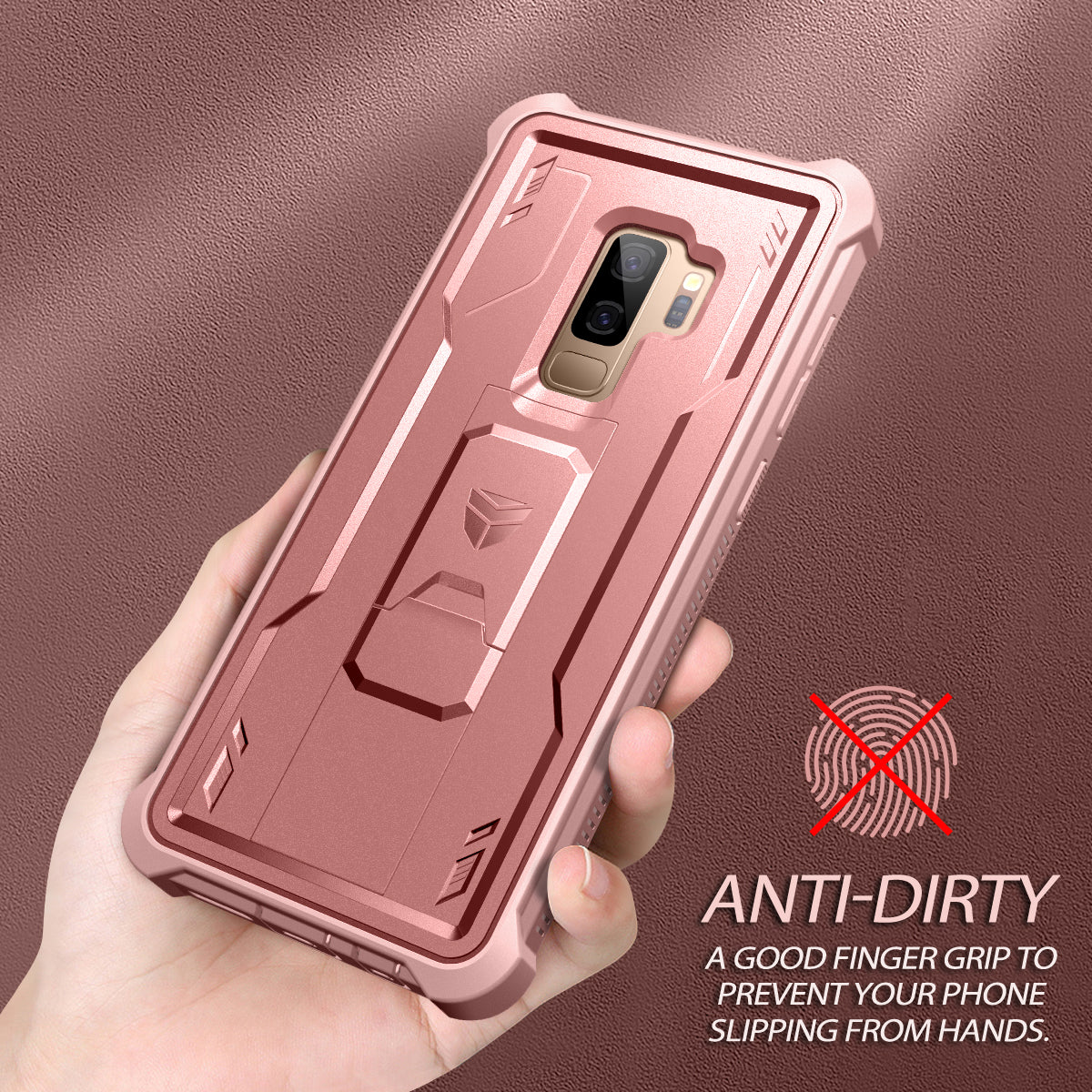 Dexnor Case for Samsung Galaxy S9 Plus With Single Screen Protector Full Body Bumper Kickstand Heavy-duty Shockproof Rugged Cover.