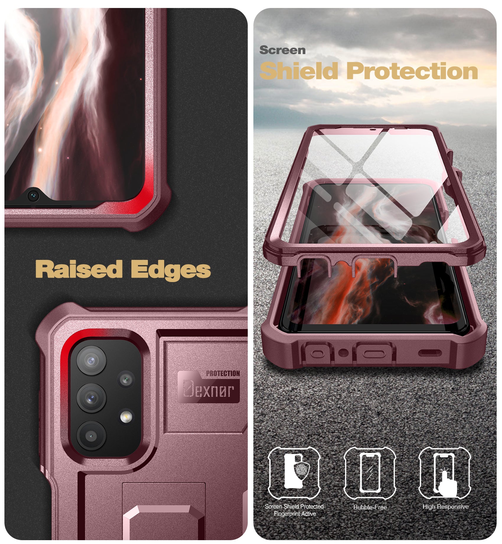 Dexnor Case for Samsung Galaxy A32 5G With Single Screen Protector Full Body Bumper Kickstand Heavy-duty Shockproof Rugged Cover.
