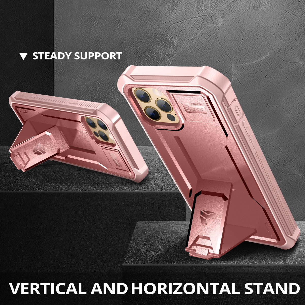 Dexnor Black Case For iPhone 12 Pro With Heavy-duty Shockproof Full Body Built-in Screen Protector Adjustable Kickstand