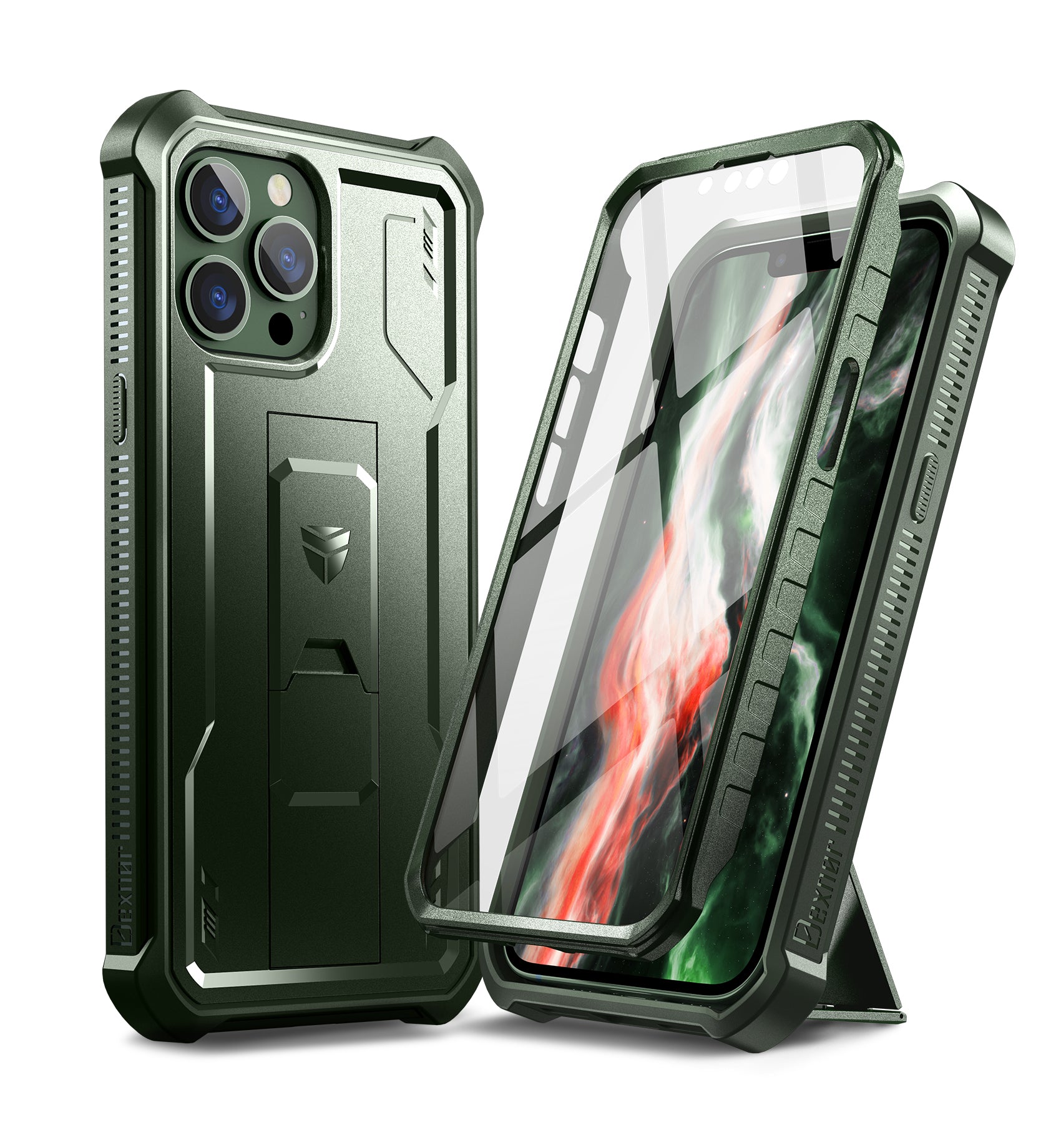 Dexnor for iphone 13 Pro Max Case With Heavy-duty Shockproof Full Body Built-in Screen Protector Adjustable Kickstand