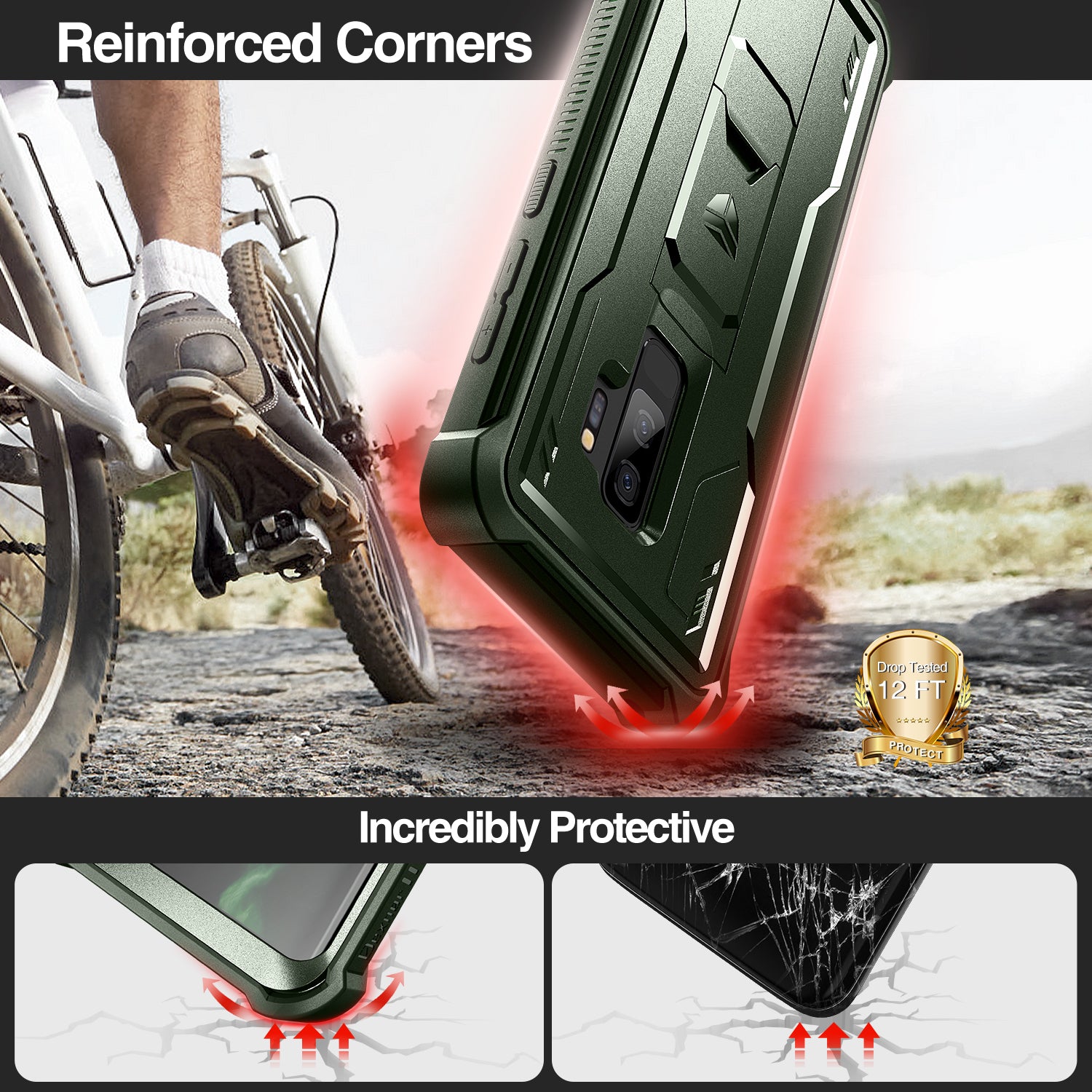 Dexnor Case for Samsung Galaxy S9 Plus With Single Screen Protector Full Body Bumper Kickstand Heavy-duty Shockproof Rugged Cover.