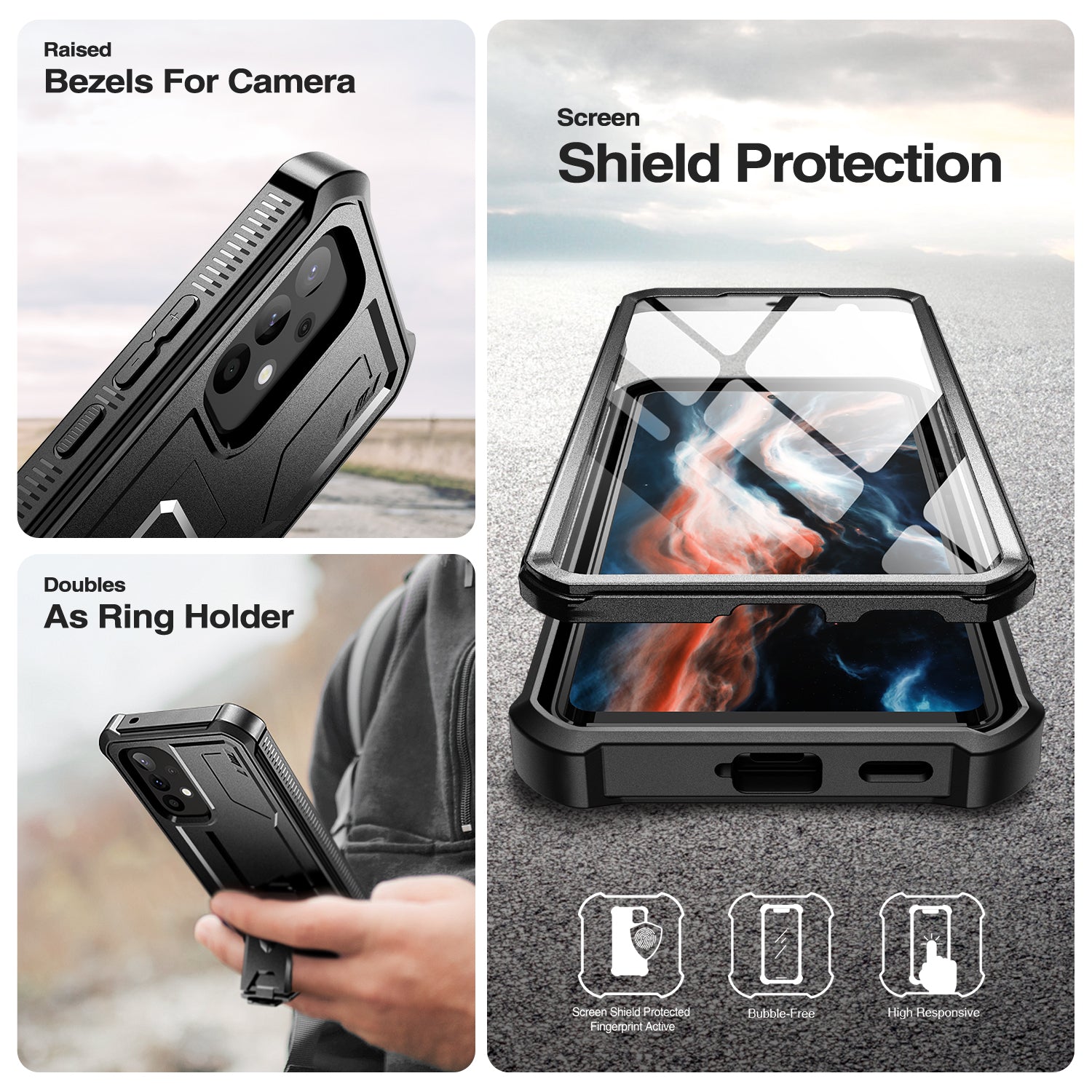 Dexnor Case for Samsung Galaxy A53 5G With Single Screen Protector Full Body Bumper Kickstand Heavy-duty Shockproof Rugged Cover.