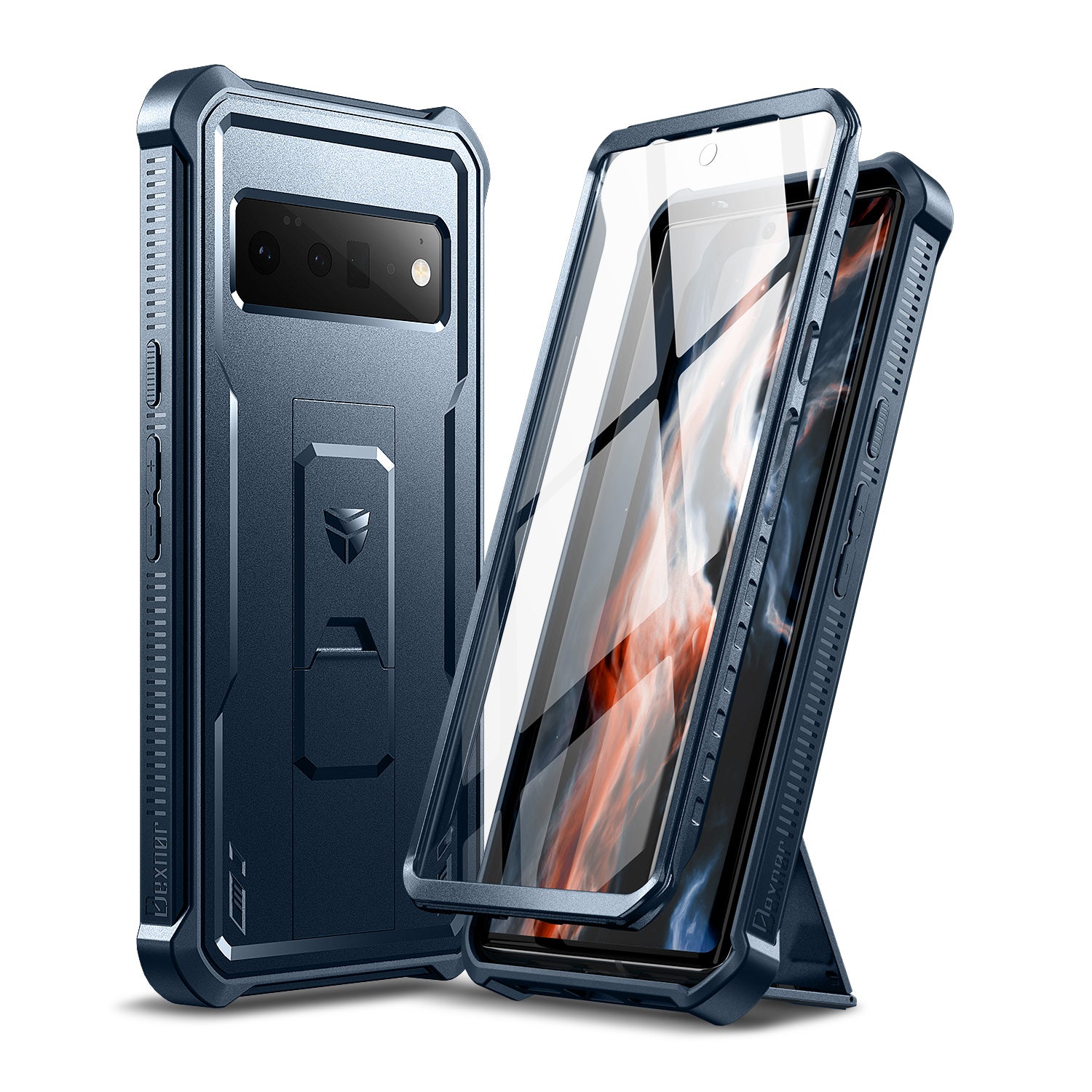 Dexnor Case for Google Pixel 6 Pro 5G With Screen Protector Full Body Bumper Kickstand Heavy-duty Shockproof Rugged Cover.
