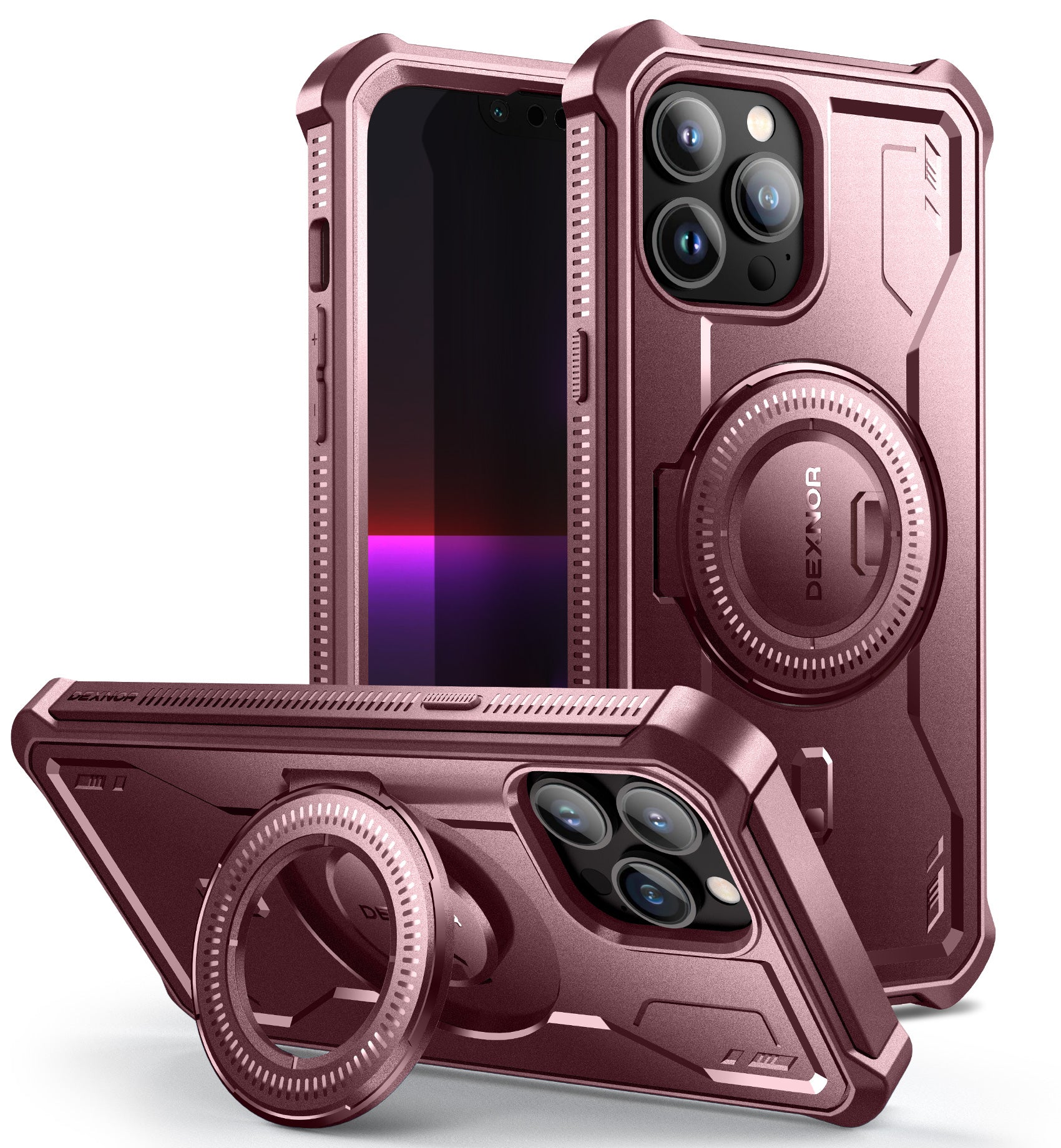 Dexnor for iphone 13 Pro Max Case With Heavy-duty Shockproof Full Body Built-in Screen Protector Adjustable Kickstand