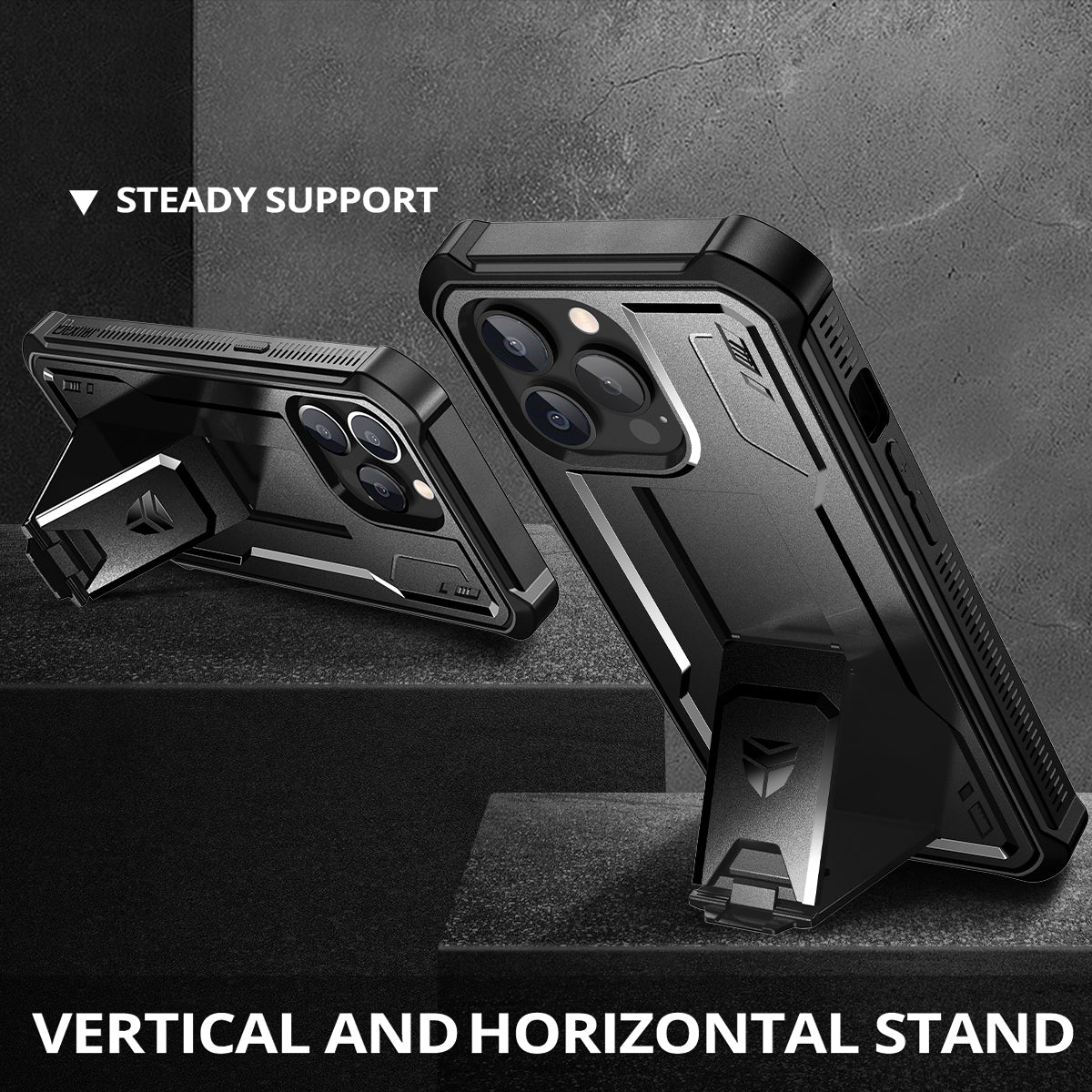 Dexnor for iphone 13 Pro Max Case With Heavy-duty Shockproof Full Body Built-in Screen Protector Adjustable Kickstand