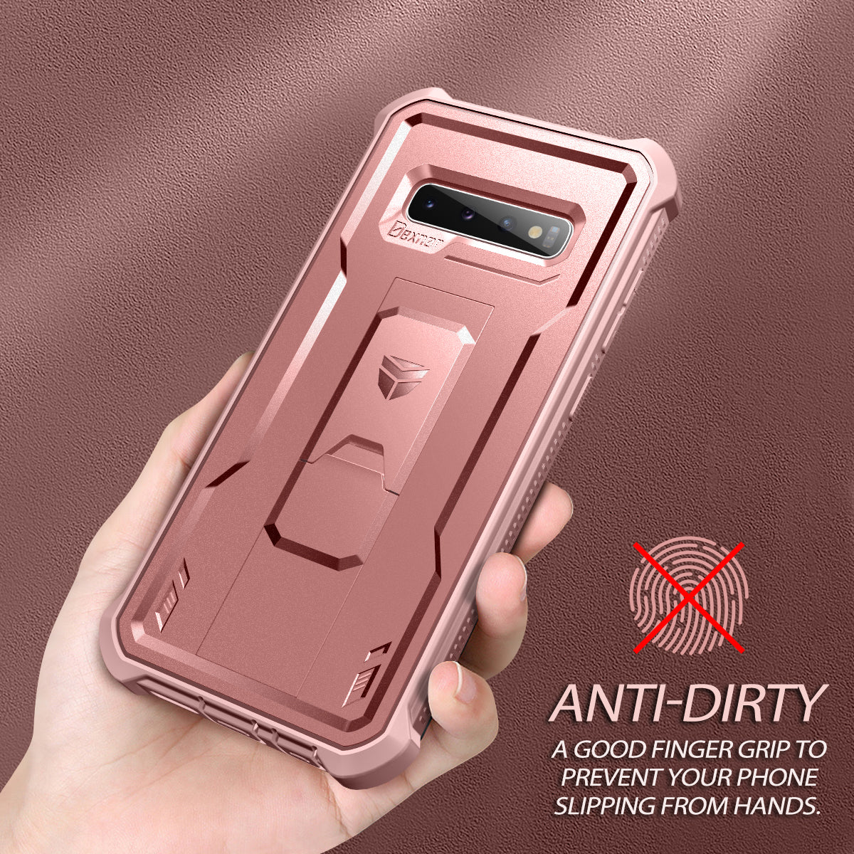Dexnor Case for Samsung Galaxy S10 With Single Screen Protector Full Body Bumper Kickstand Heavy-duty Shockproof Rugged Cover.