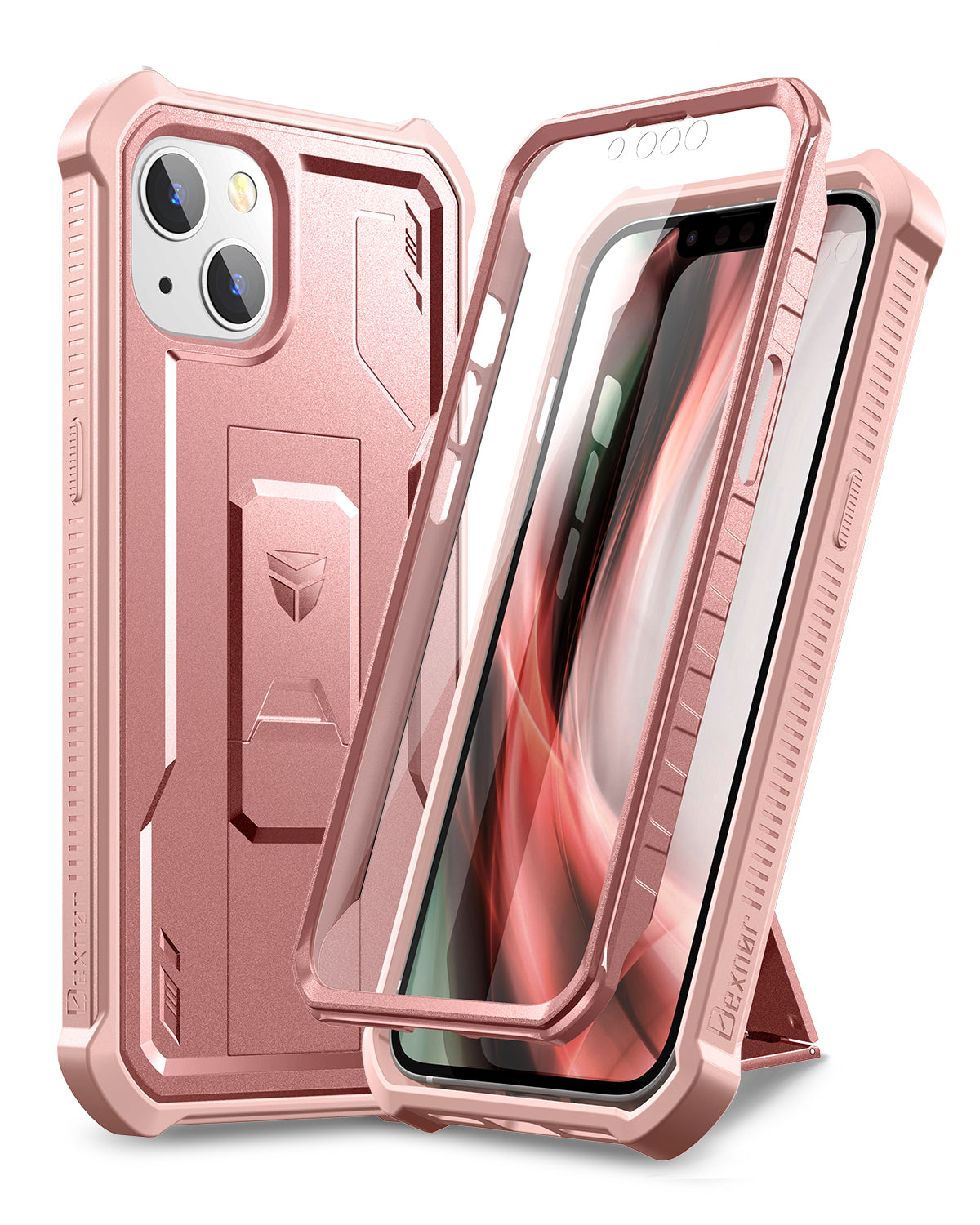 Dexnor for iphone 14/13 Case With Heavy-duty Shockproof Full Body Built-in Screen Protector Adjustable Kickstand