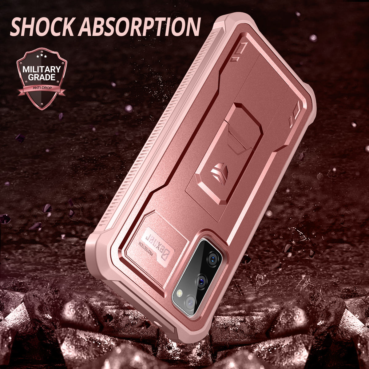 Dexnor Case for Samsung Galaxy S20 FE With Single Screen Protector Full Body Bumper Kickstand Heavy-duty Shockproof Rugged Cover
