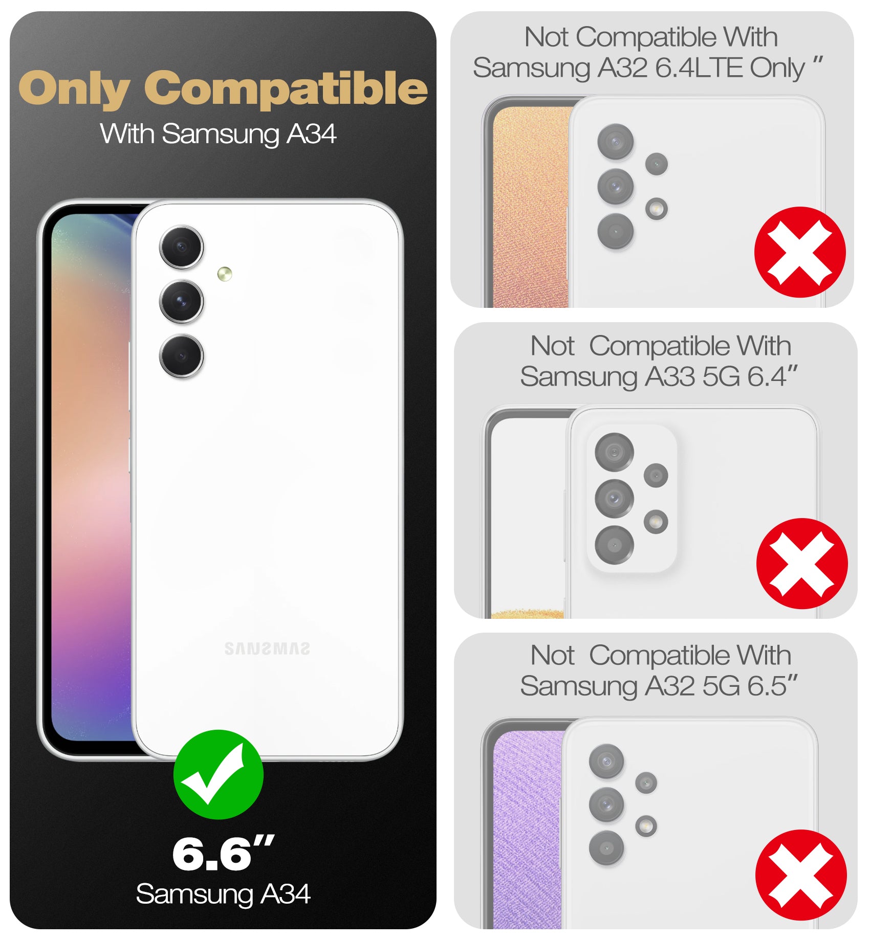 Dexnor Case for Samsung Galaxy A34 5G With Screen Protector Full Body Bumper Kickstand Heavy-duty Shockproof Rugged Cover.