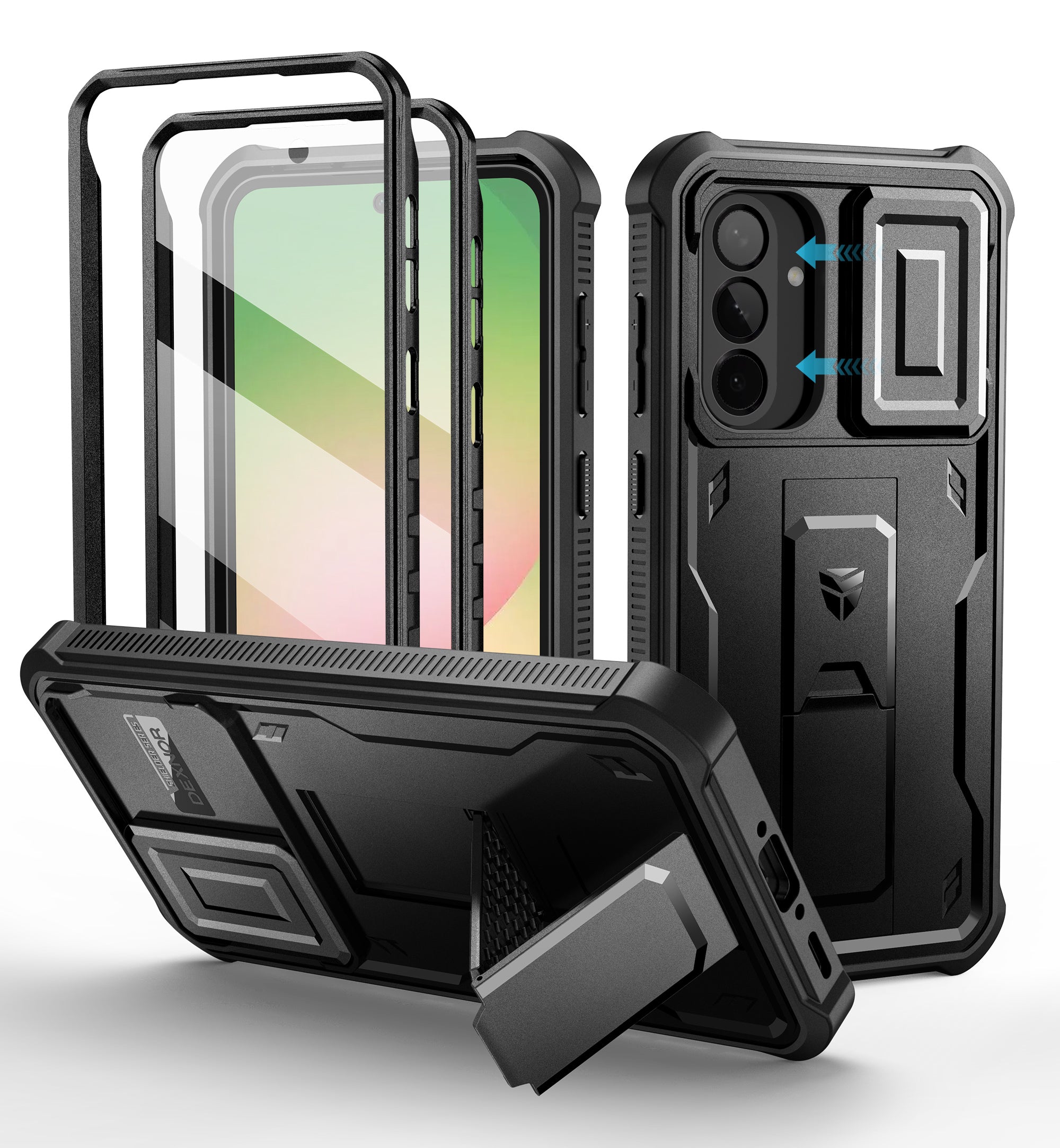 Dexnor Full Body Case for Samsung Galaxy A56 5G With Screen Protector And Slide Camera Bumper Kickstand Heavy-duty Shockproof Cover