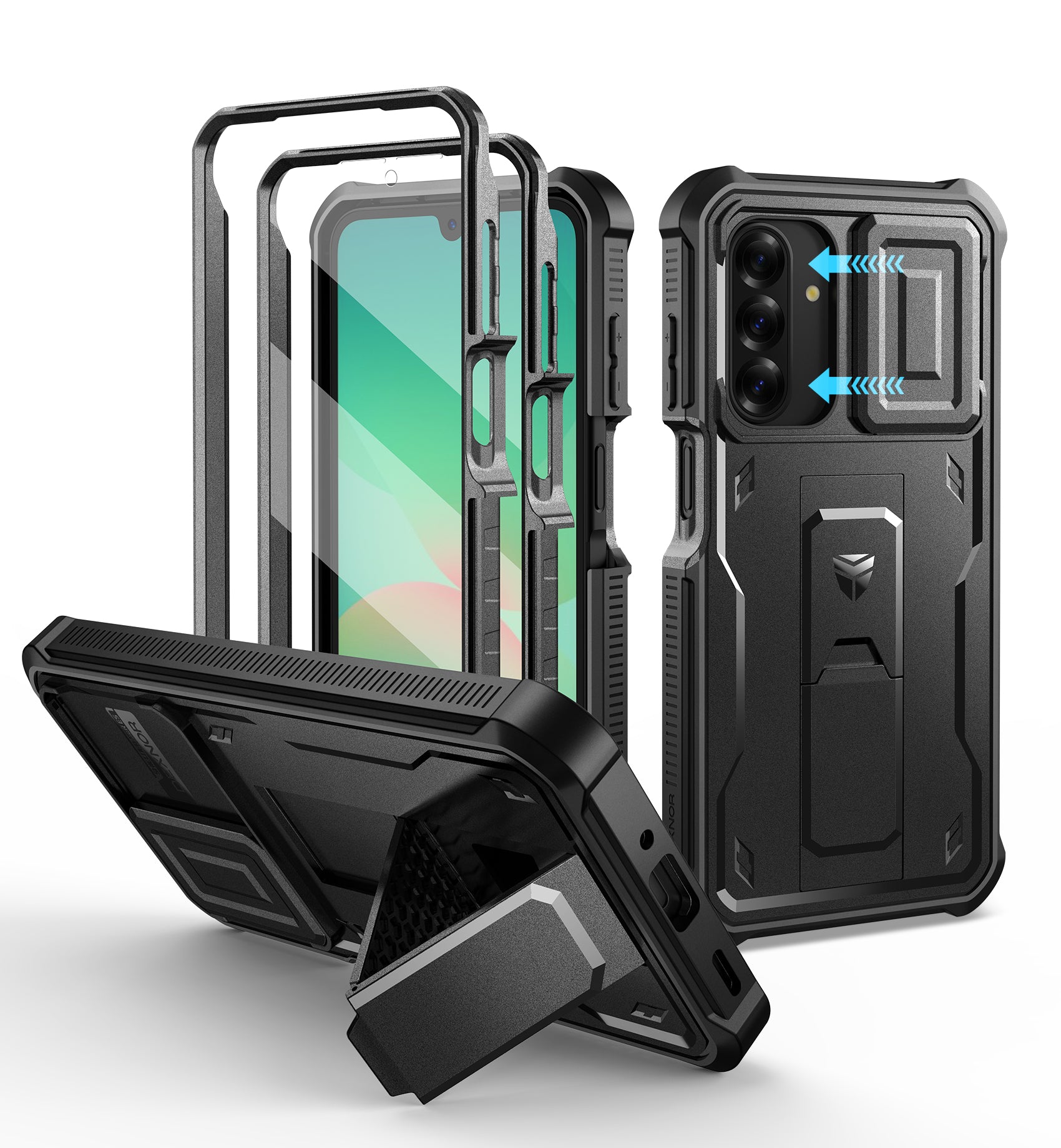 Dexnor Full Body Case for Samsung Galaxy A26 5G With Screen Protector And Slide Camera Bumper Kickstand Heavy-duty Shockproof Cover