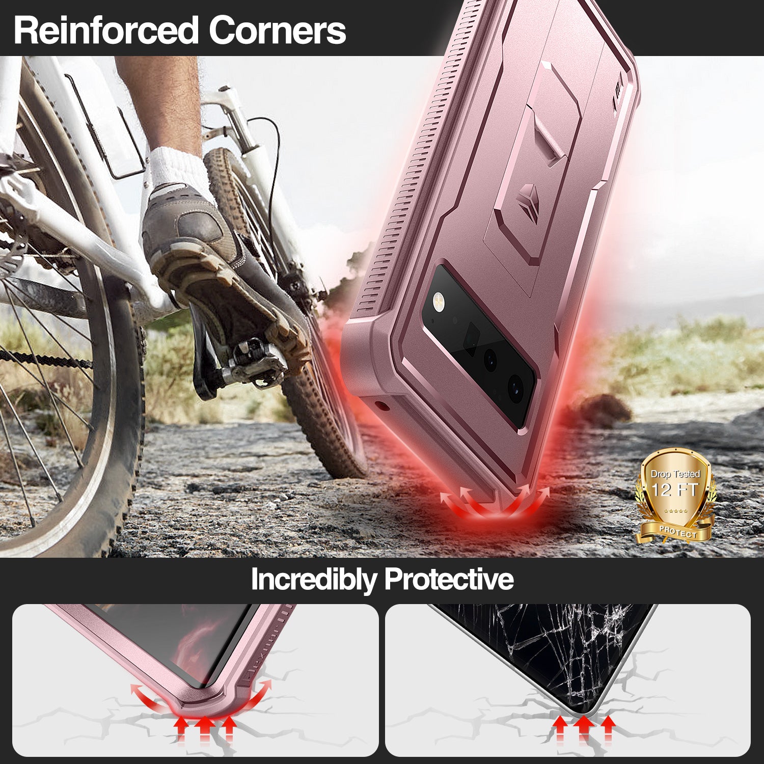 Dexnor Case for Google Pixel 6 Pro 5G With Screen Protector Full Body Bumper Kickstand Heavy-duty Shockproof Rugged Cover.