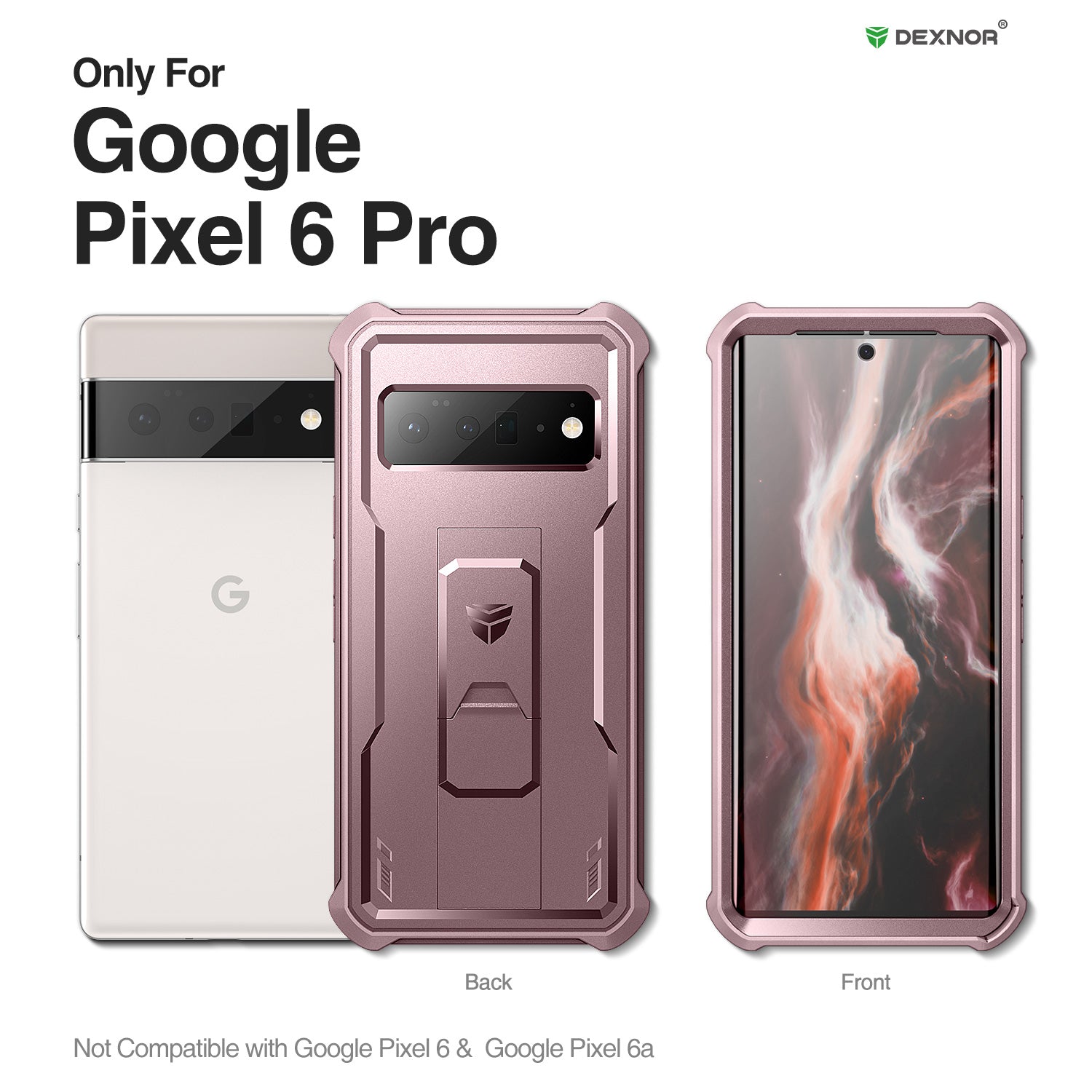 Dexnor Case for Google Pixel 6 Pro 5G With Screen Protector Full Body Bumper Kickstand Heavy-duty Shockproof Rugged Cover.