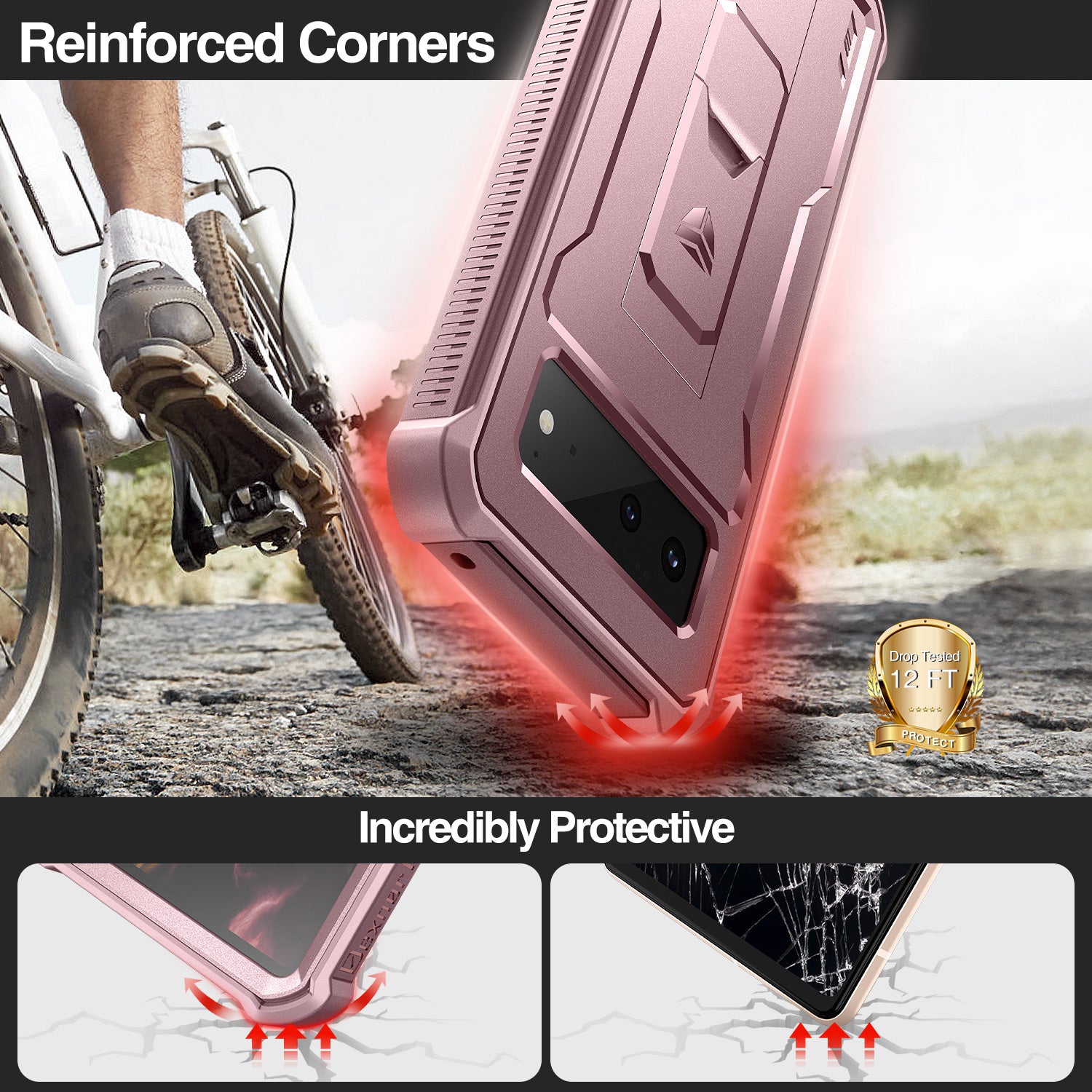 Dexnor Case for Google Pixel 6 With Screen Protector Full Body Bumper Kickstand Heavy-duty Shockproof Rugged Cover.