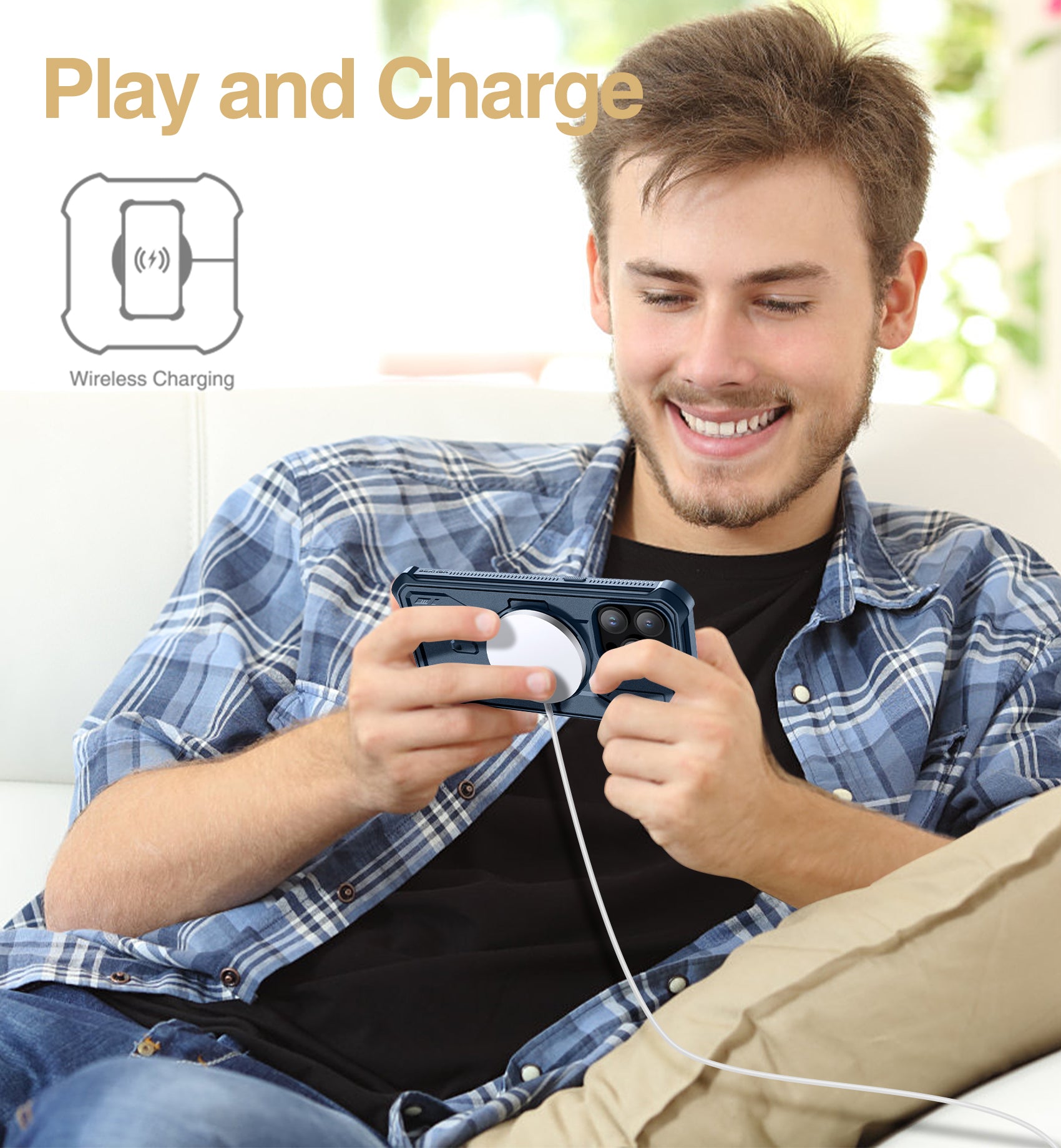 Dexnor for iphone 14 Pro Max Case Heavy-duty Shockproof Full Body Built-in Screen Protector Adjustable Kickstand