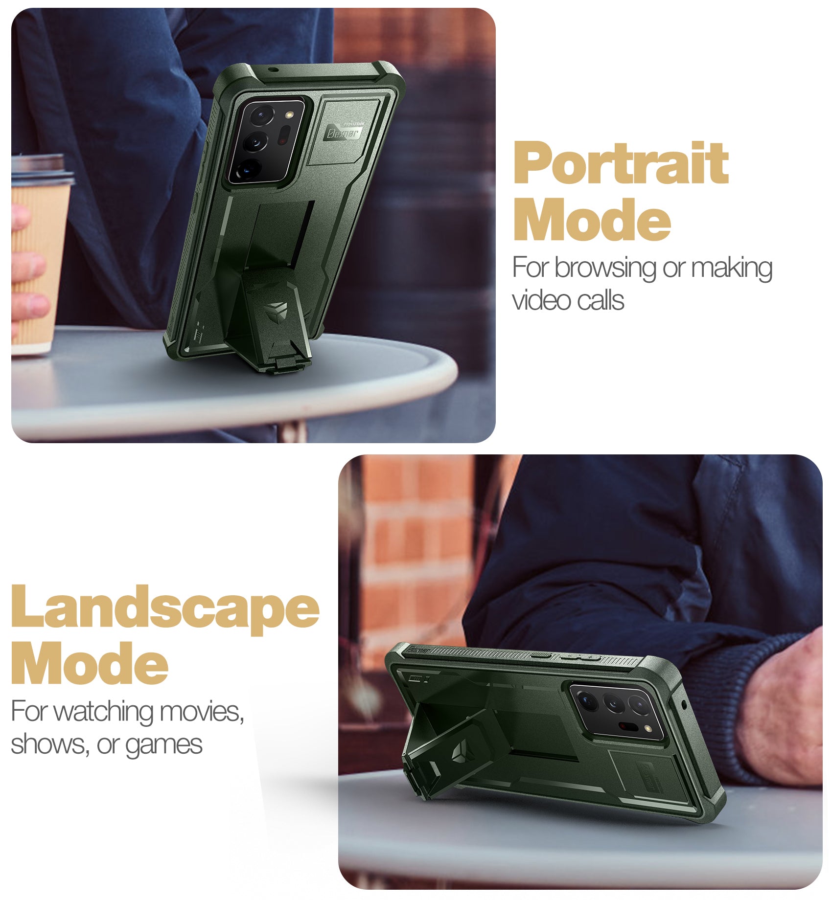 Dexnor Case for Samsung Galaxy Note 20 Ultra With Single Screen Protector Full Body Bumper Kickstand Heavy-duty Shockproof Rugged Cover.