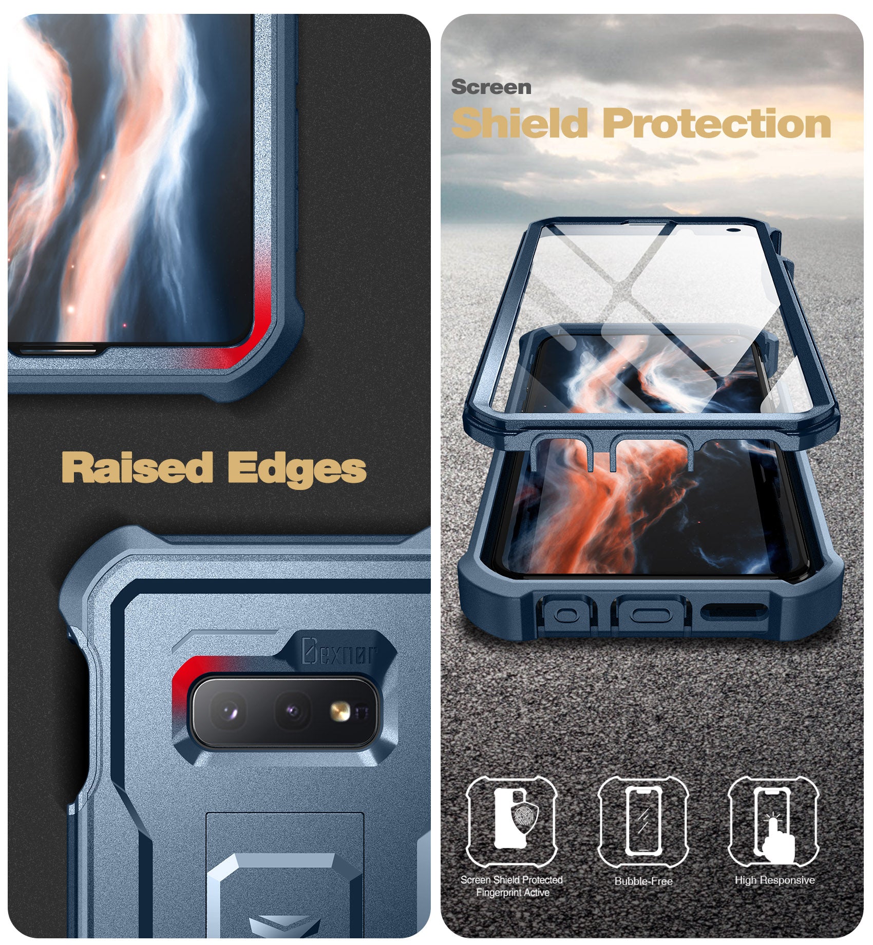 Dexnor Case for Samsung Galaxy S10E With Single Screen Protector Full Body Bumper Kickstand Heavy-duty Shockproof Rugged Cover