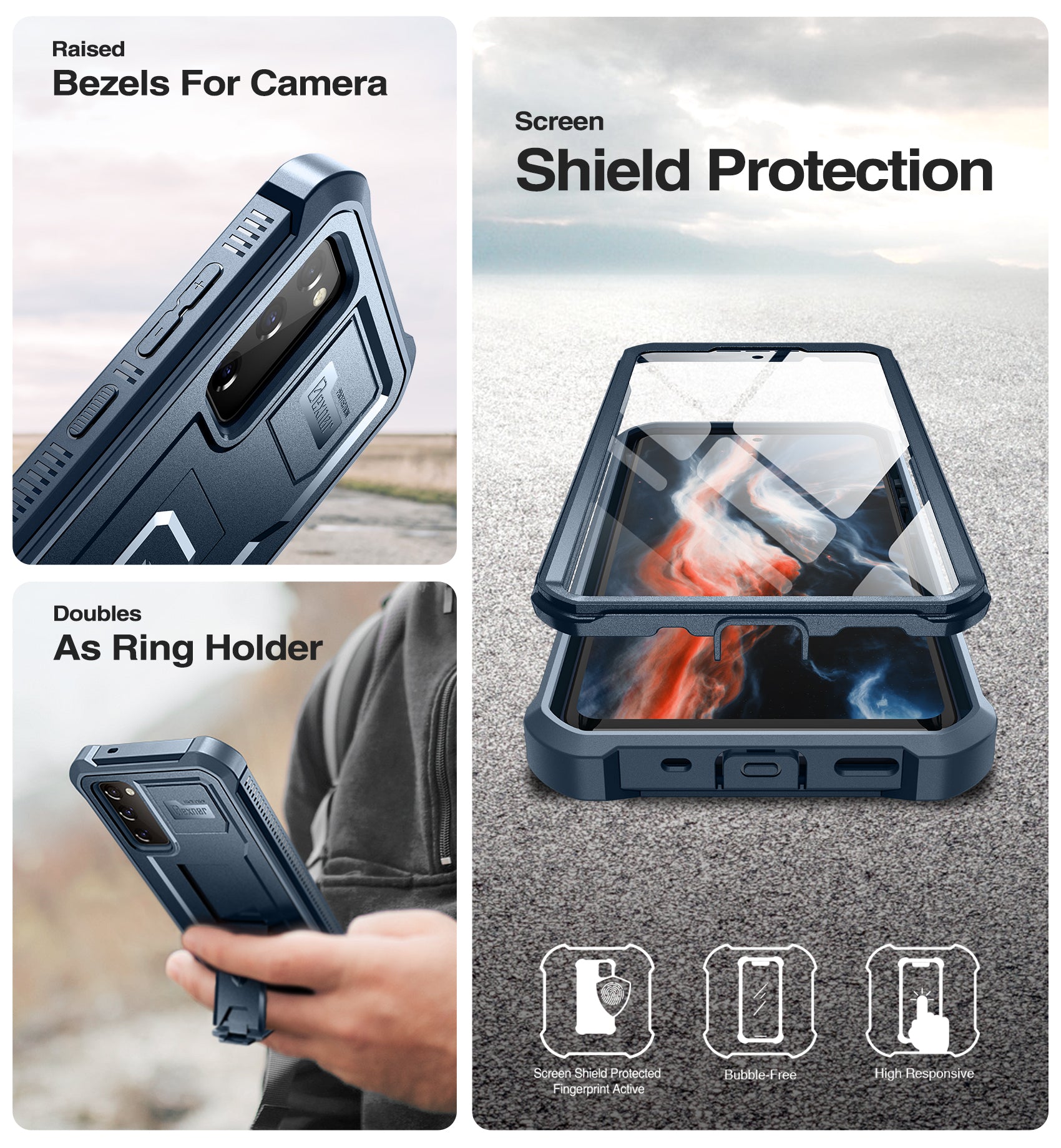 Dexnor Case for Samsung Galaxy S20 FE With Single Screen Protector Full Body Bumper Kickstand Heavy-duty Shockproof Rugged Cover