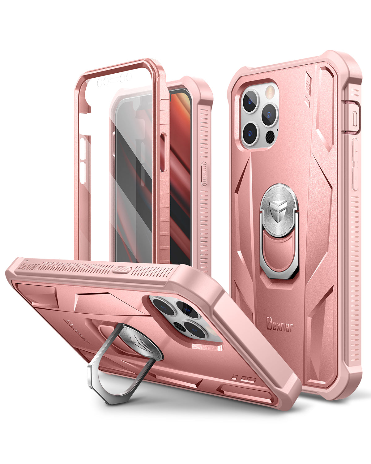 Dexnor for iphone 12 Pro Max Case With Heavy-duty Shockproof Full Body Built-in Screen Protector Adjustable Kickstand