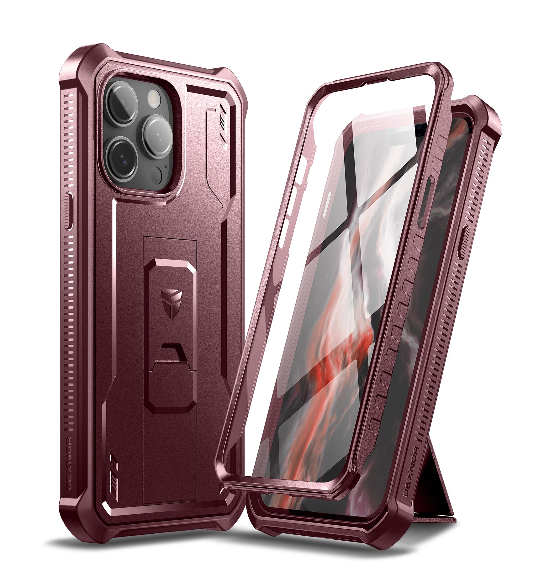Dexnor for iphone 14 Pro Max Case Heavy-duty Shockproof Full Body Built-in Screen Protector Adjustable Kickstand
