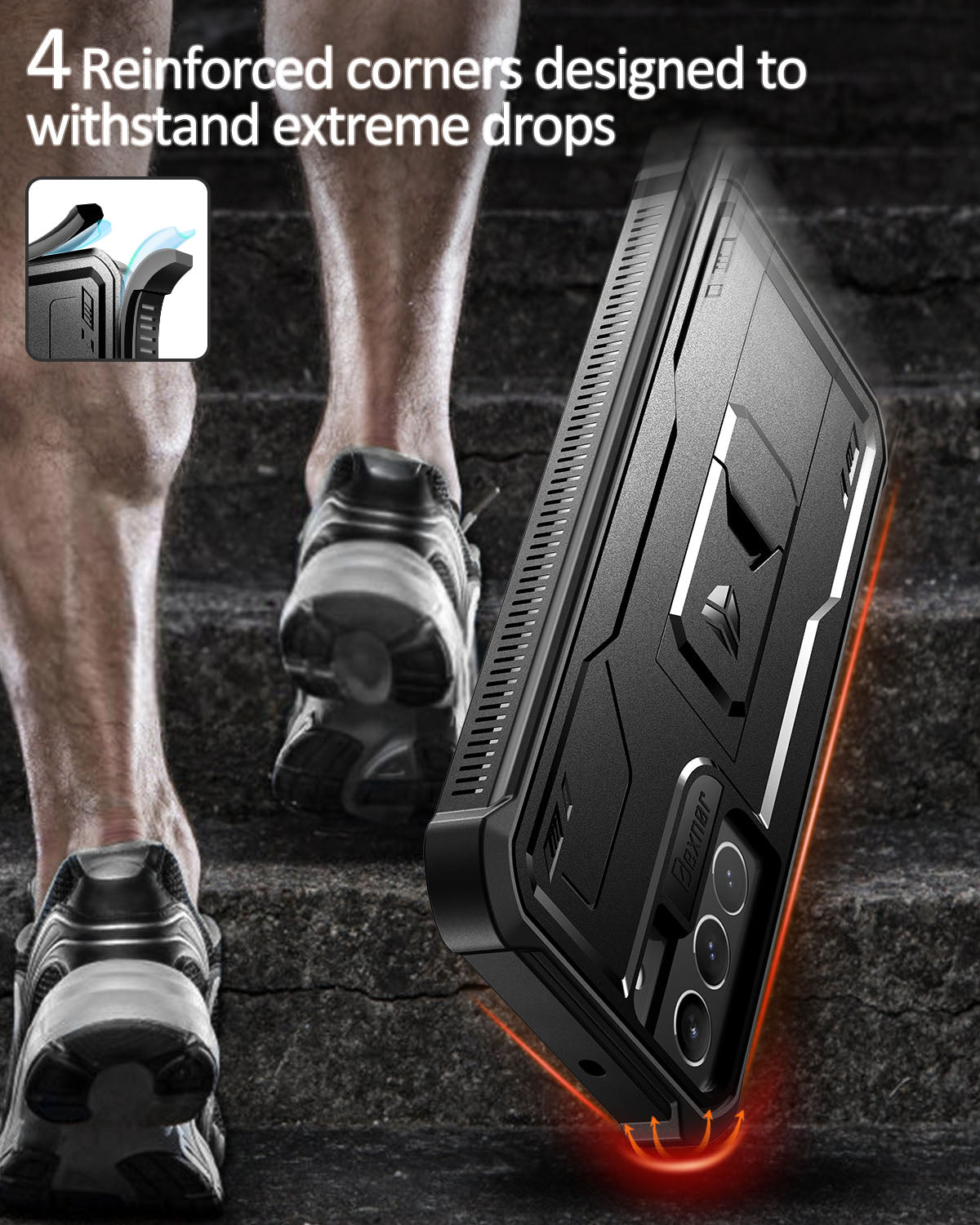 Dexnor Case for Samsung Galaxy S22 With Single Screen Protector Full Body Bumper Kickstand Heavy-duty Shockproof Rugged Cover.